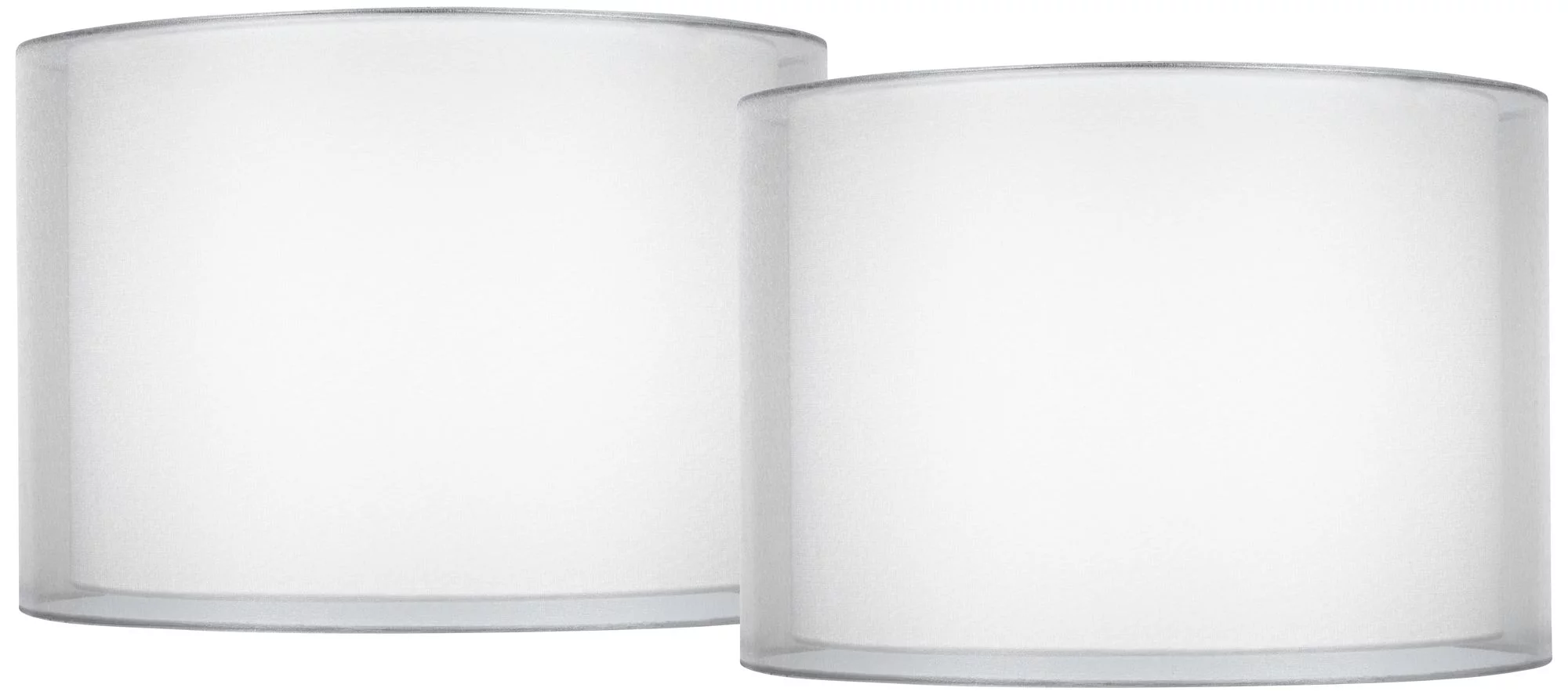 Springcrest Set of 2 Hardback Double Drum Lamp Shades Silver Sheer Medium 16