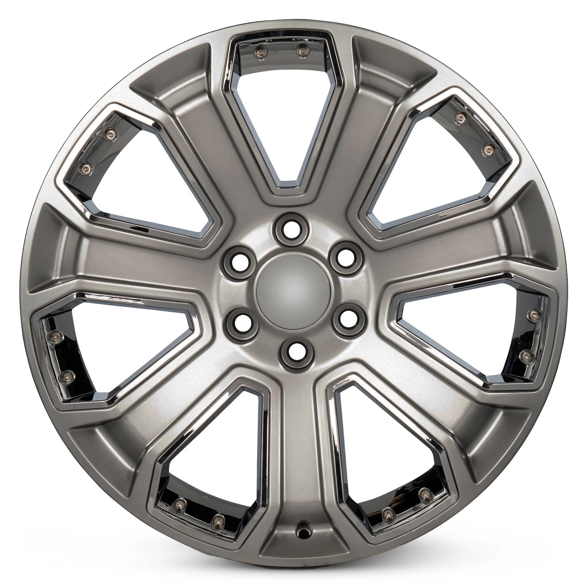 For 1999-2023 GMC Escalade 22 Inch Painted with Chrome Inserts Silver Rim - OE Direct Replacement - Road Ready Car Wheel