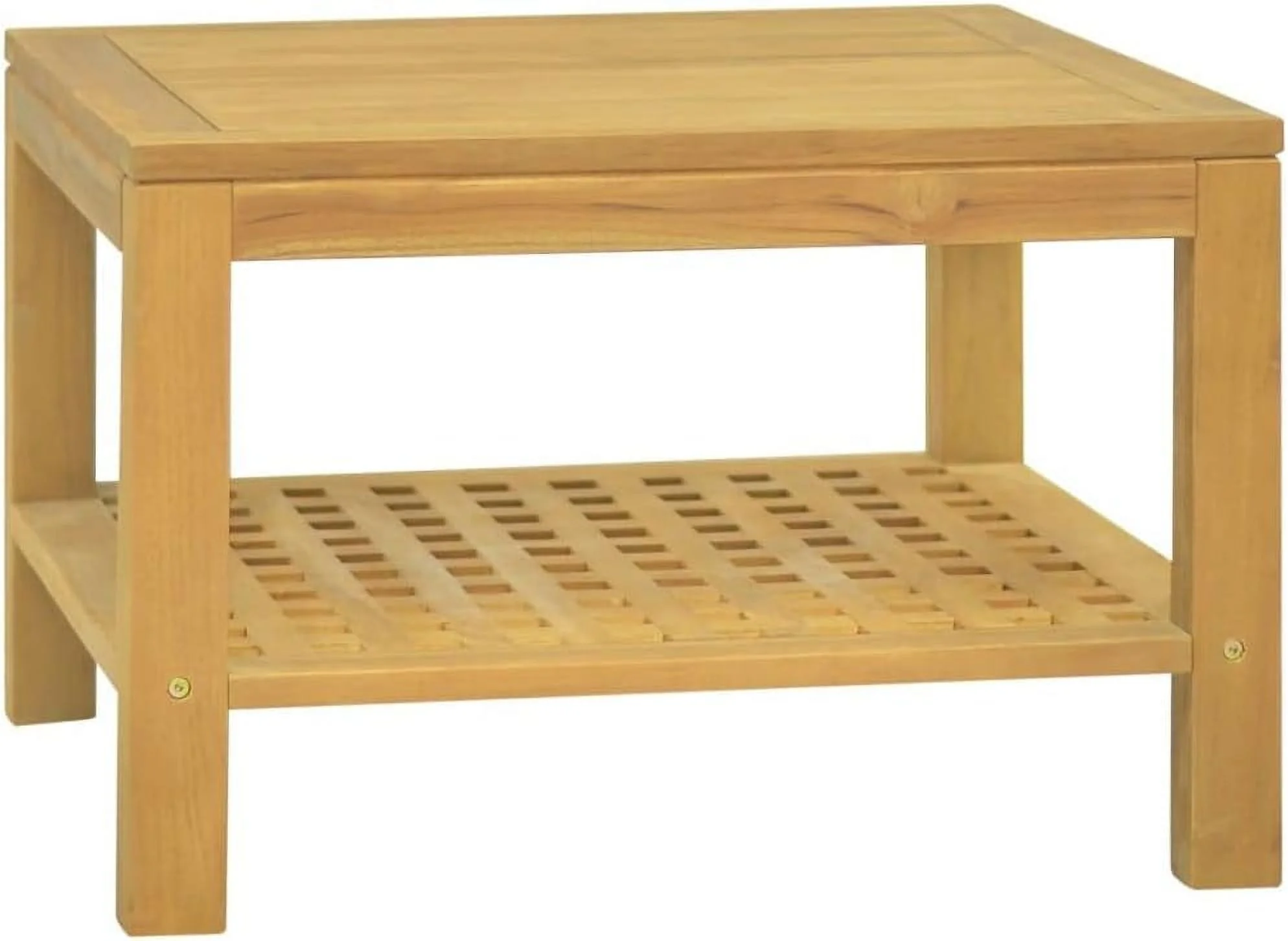 CGFHYP Solid Teak Wood Coffee Table - 23.6"x23.6"x15.7" - Sturdy Frame - Ample  - Unique Square Cut-Out Design - Stylish