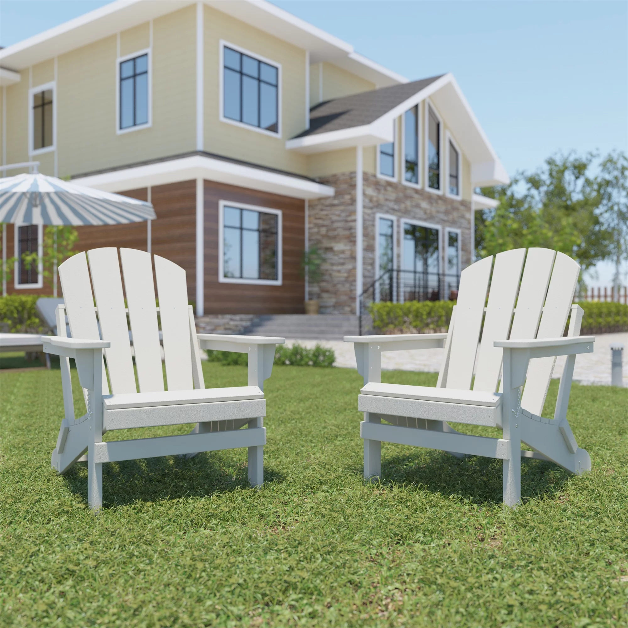 Ufurpie Outdoor Adirondack Chair,Weather Resistant Folding Patio Lawn Chair for Deck Garden Backyard Balcony,White