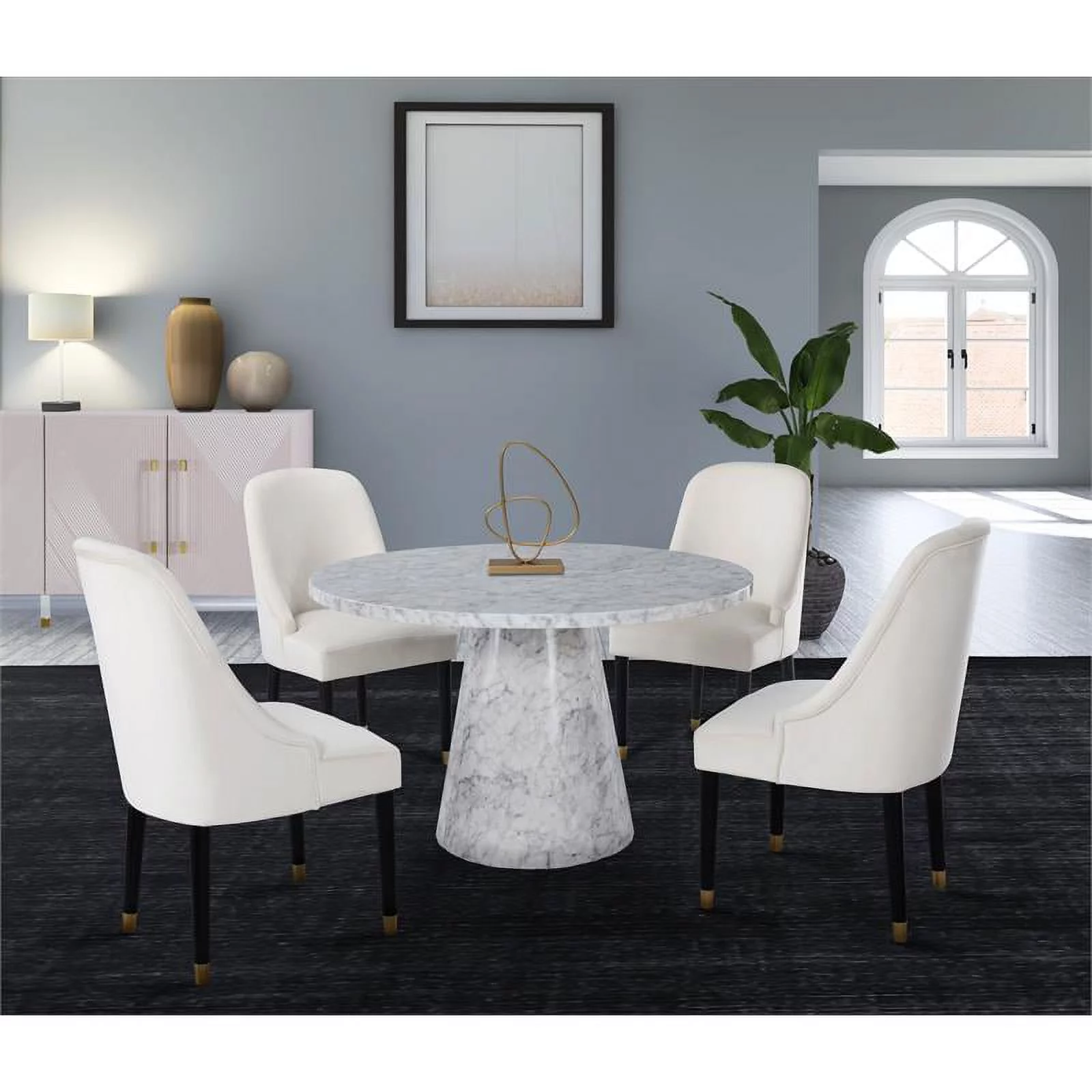 Meridian Furniture Omni White Faux Marble 48