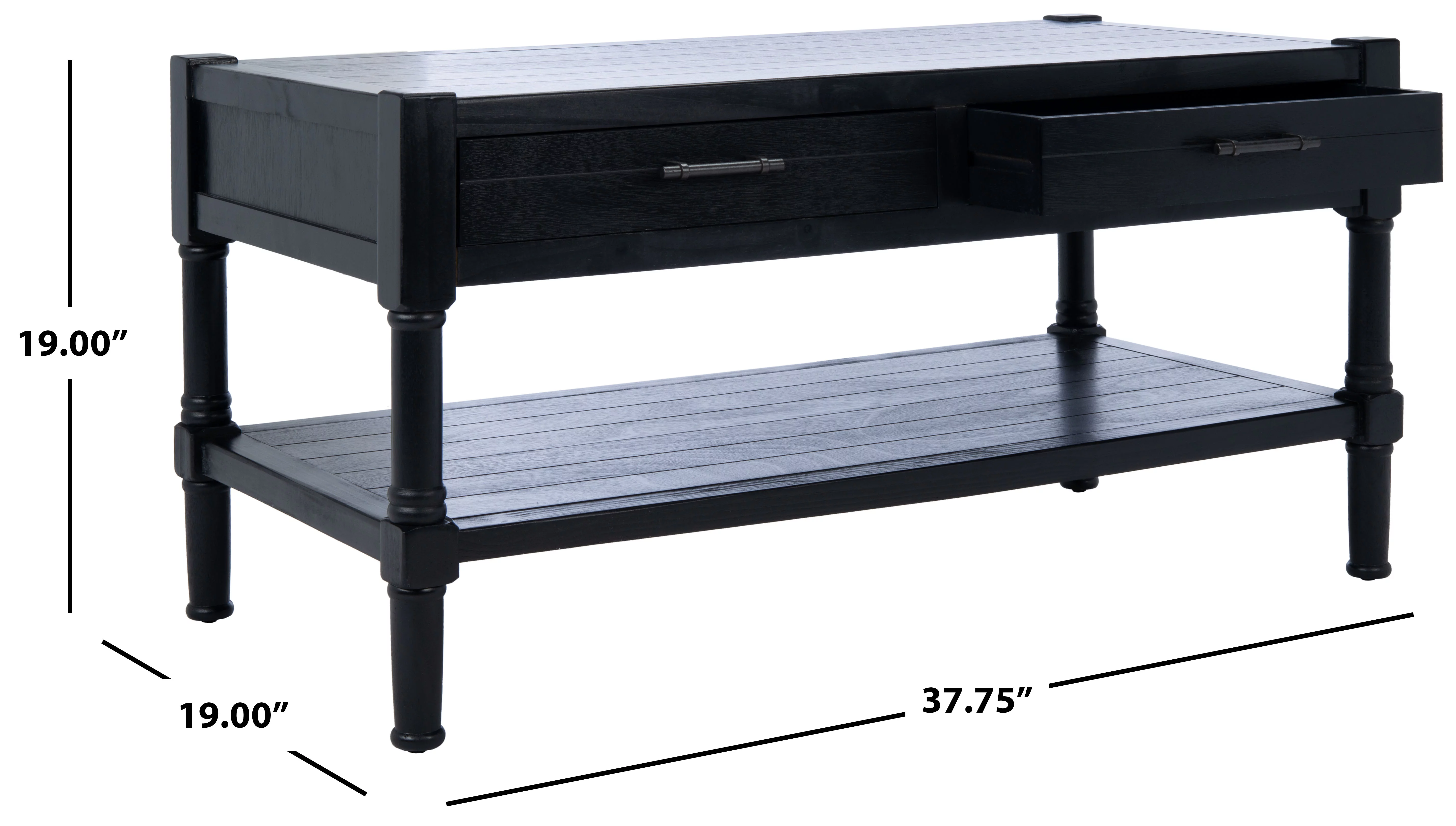 SAFAVIEH Filbert Solid 2 Drawer Coffee Table, Black