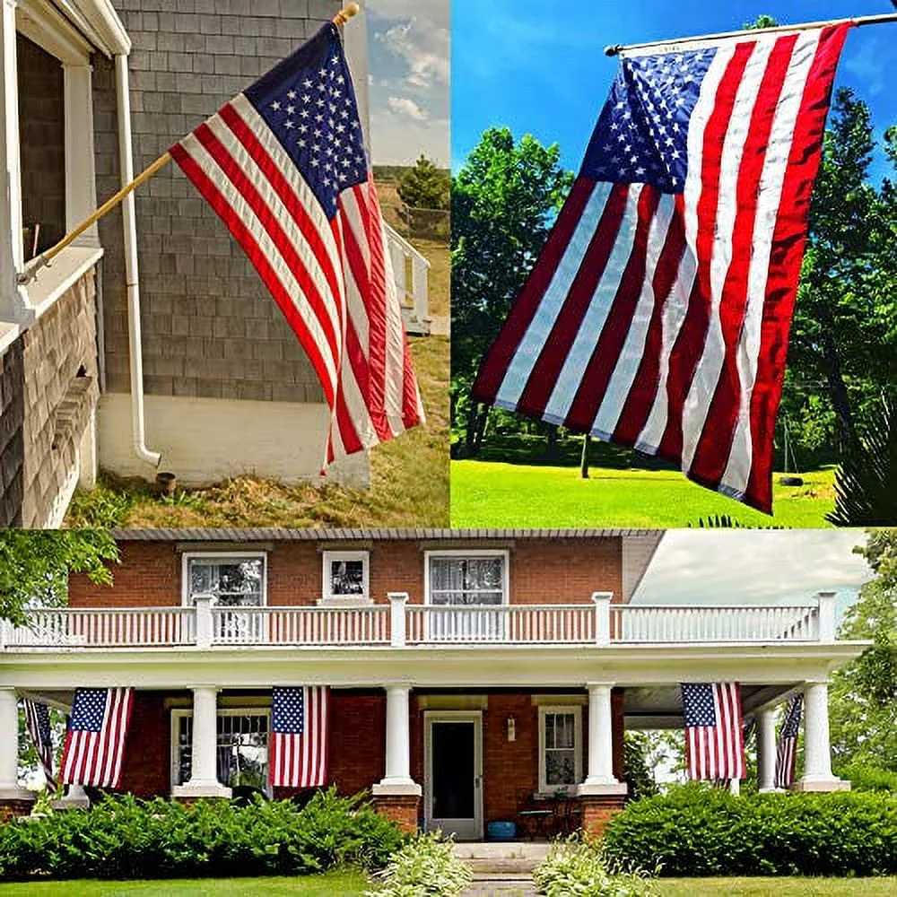 Kerothen American Flag 3x5 USA Flag - Made in USA Outdoor Us-Flags Large Sewn Nylon American Flag with Embroidered American Flag Outside Hanging Weatherproof Standard American Flag