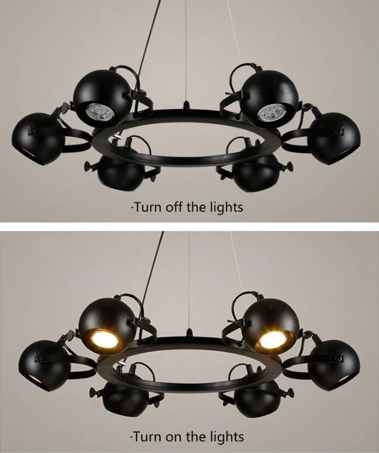 KPIBEST 6-Light Black Farmhouse Chandelier, 25.6