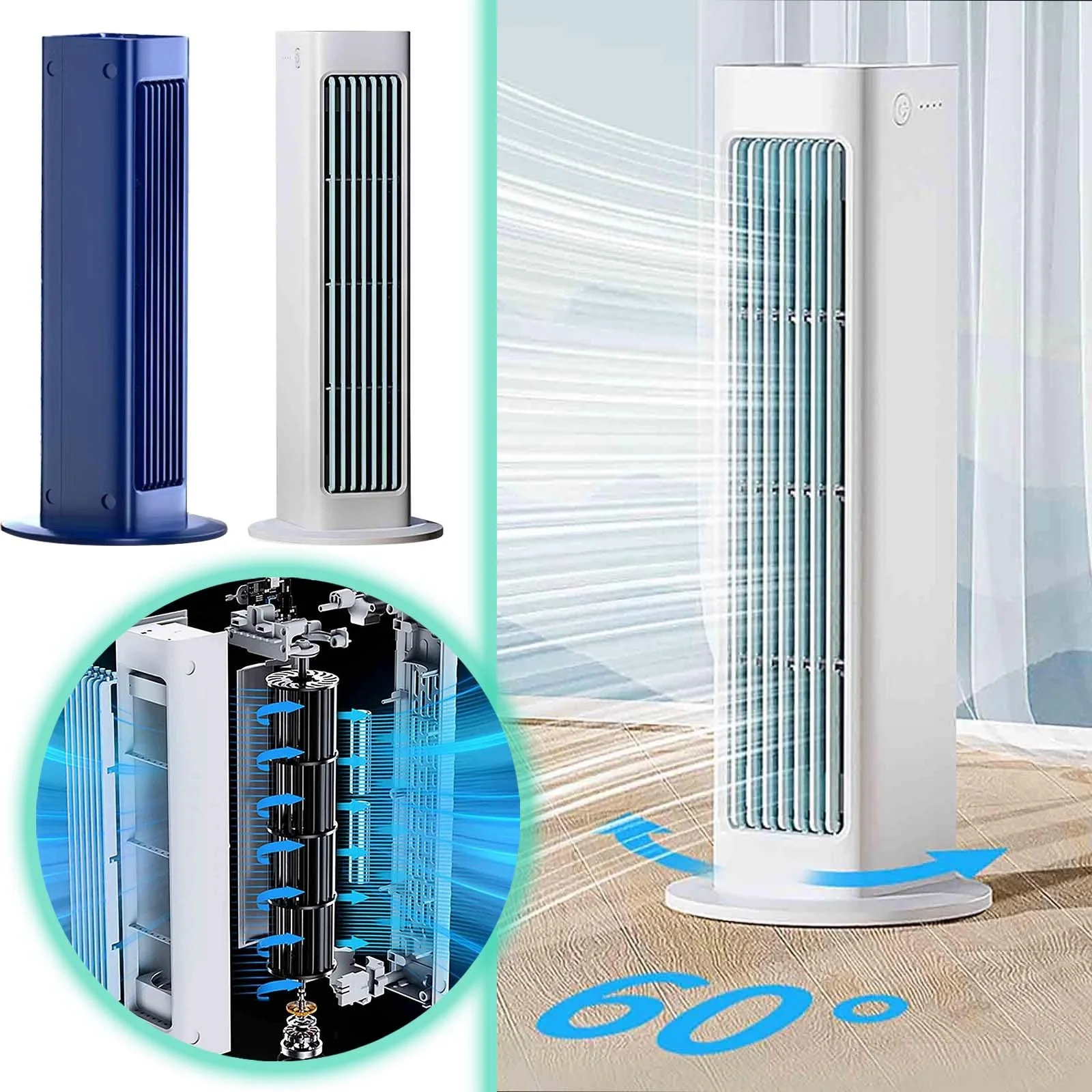LLQkigsxse Small Window Fans for Bedroom Leafless Tower Fan Multi Functional Vertical/horizontal/wall Installation Remote Control Speed Regulation 60 Swing 4000mAh Rechargeable Boy Birthday Gifts