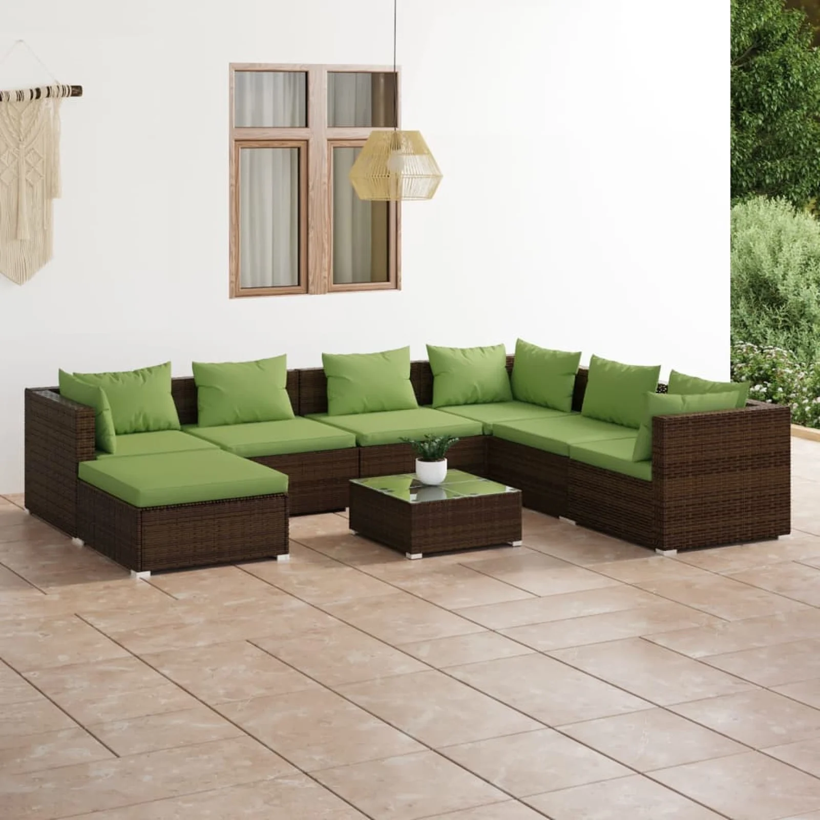 Andoer parcel,8 Piece Patio Furniture Conversation Patio Set Poly Rattan Patio Furniture With Cushions Rattan 3101852 Furniture Set Vidaxl Barash Zeyuan Cushions Sofa Poly Shcushan