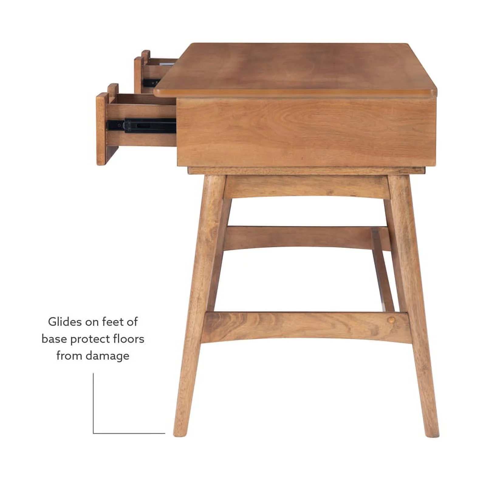 Linon Luca Rattan Wood Desk with Drawers in Natural