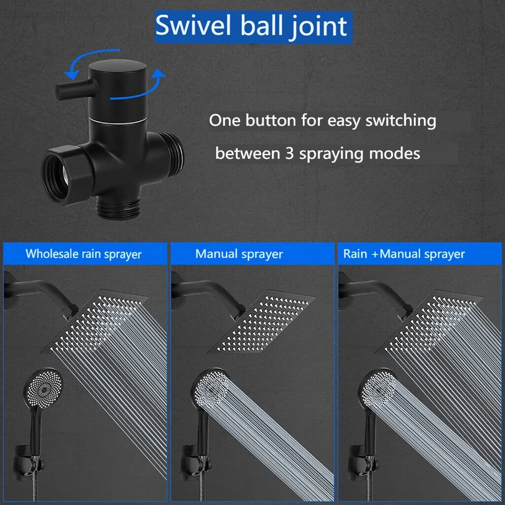 Rainfall Shower Head Handheld High Pressure Shower Head Combo 8