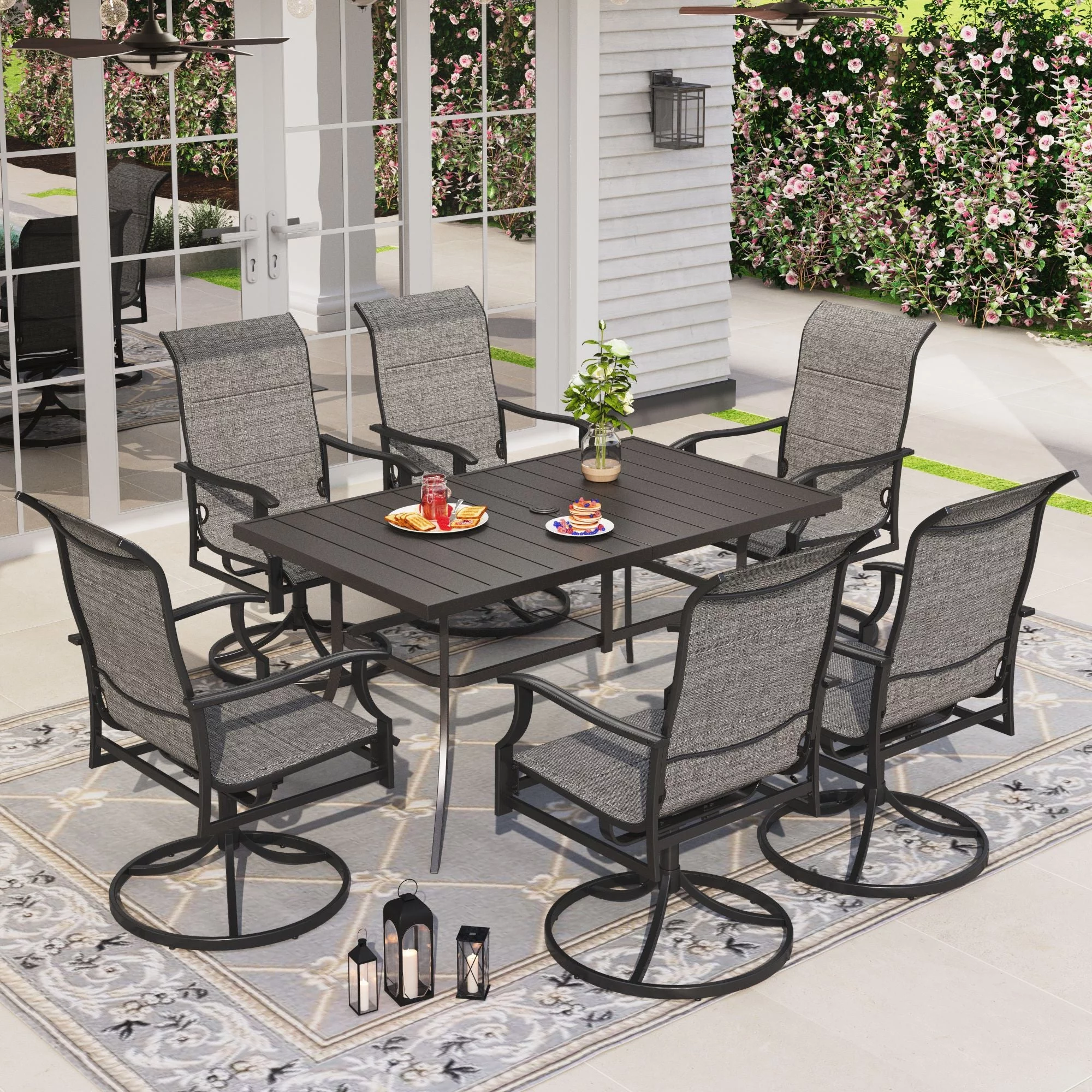 Sophia & William 7 Pieces Outdoor Patio Dining Set High Back Chairs and Table Set
