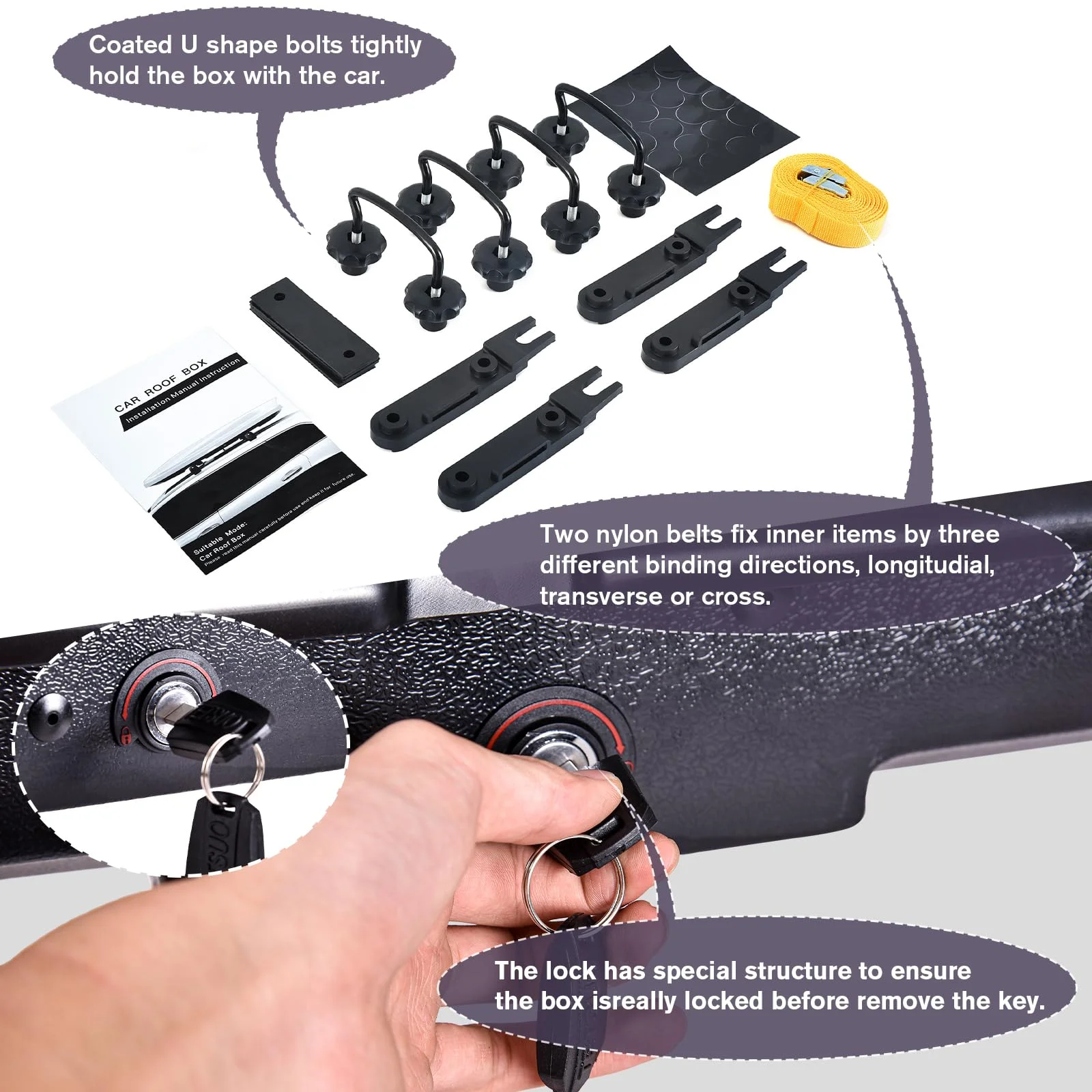 Gxcevsou Large Rooftop Cargo Carrier Box, Heavy Duty Hard Shell Roof with Security Keys, Waterproof Rooftop Cargo Box, 62 (L) x 31 (W) x 15(H) Inches, 14 Cubic Feet (Tool-Free Install), Red