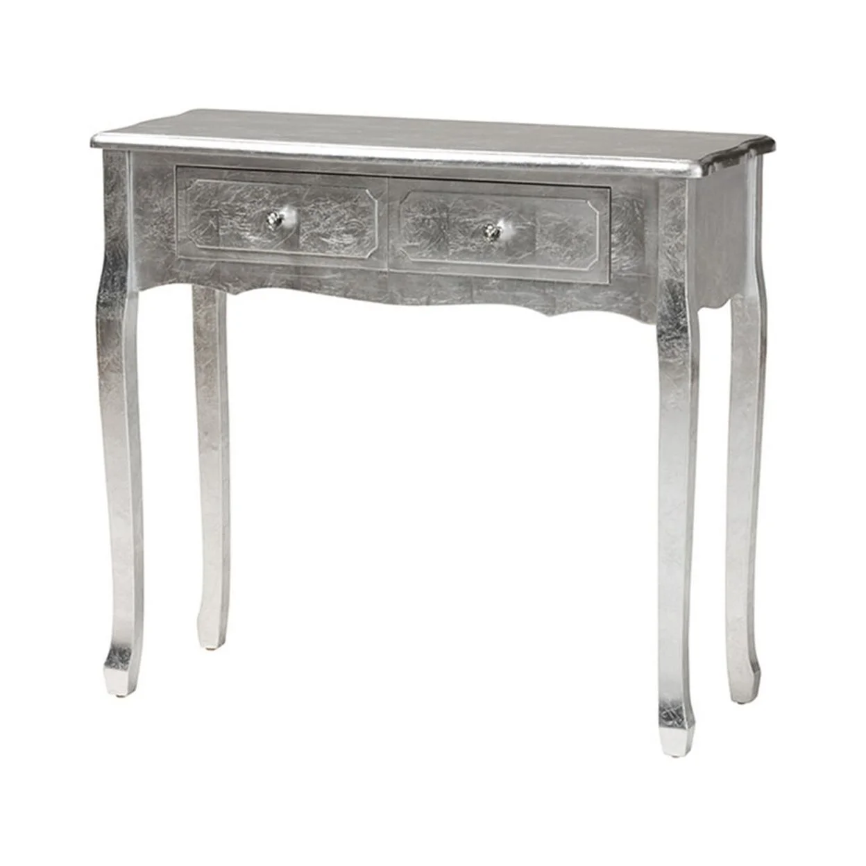 Baxton Studio Newton Classic and Traditional Silver Finsihed Wood 2-Drawer Console Table