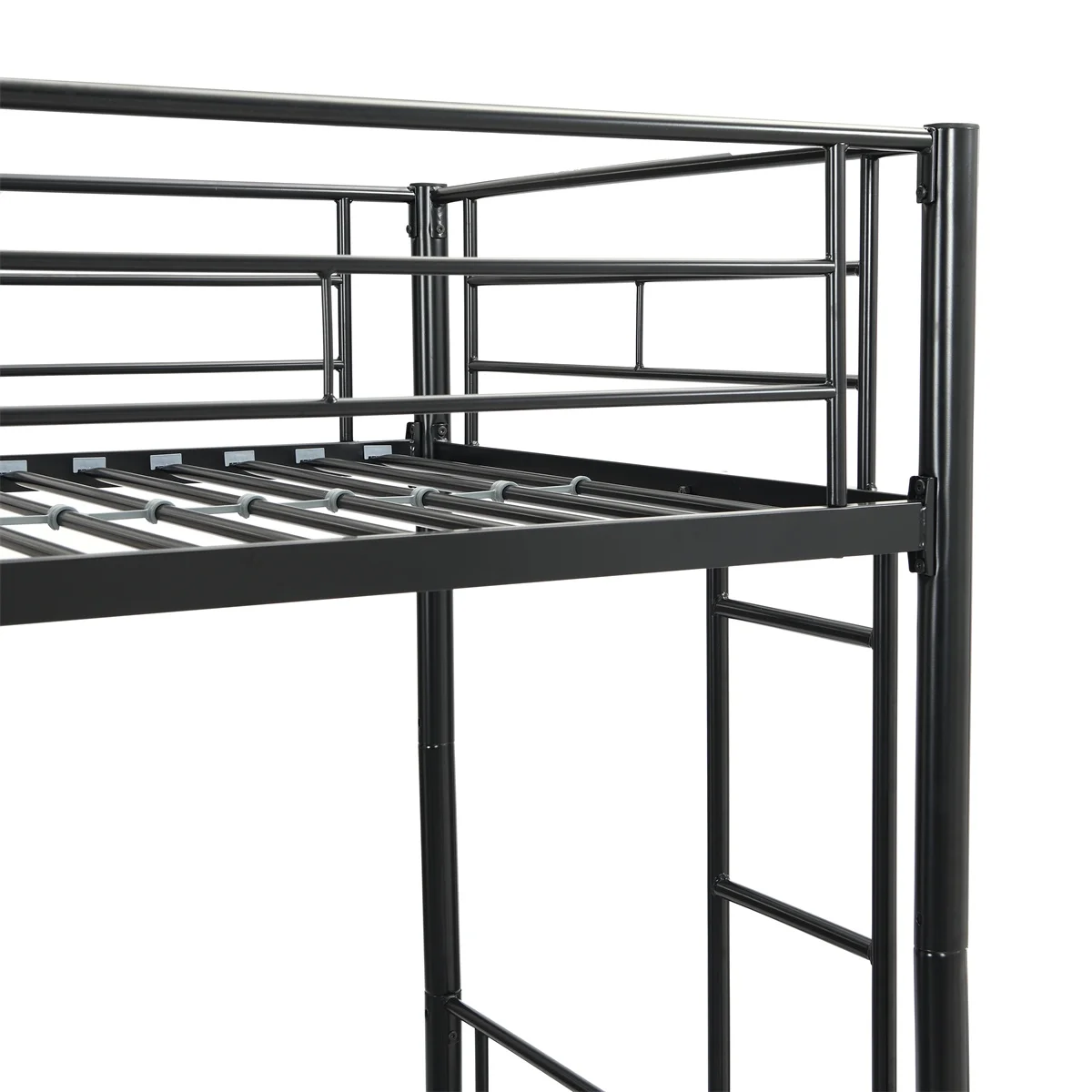 Twin-Over-Full Metal Bunk Bed with Ladder and Guardrails, Easy Assembly, White