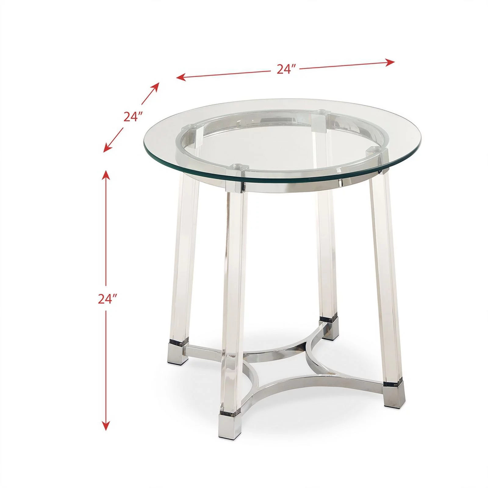 Bowery Hill Modern Metal End Table with Glass Top in Chrome/Clear