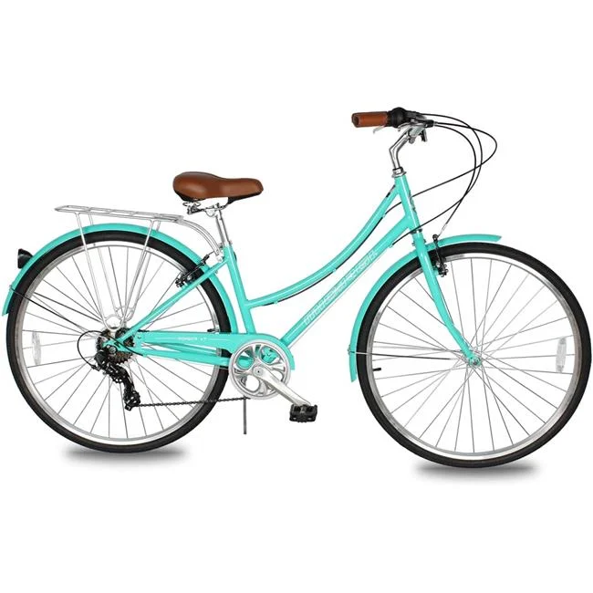 39 in. 700C V7 Celeste Green Roasca-7SP City Bike