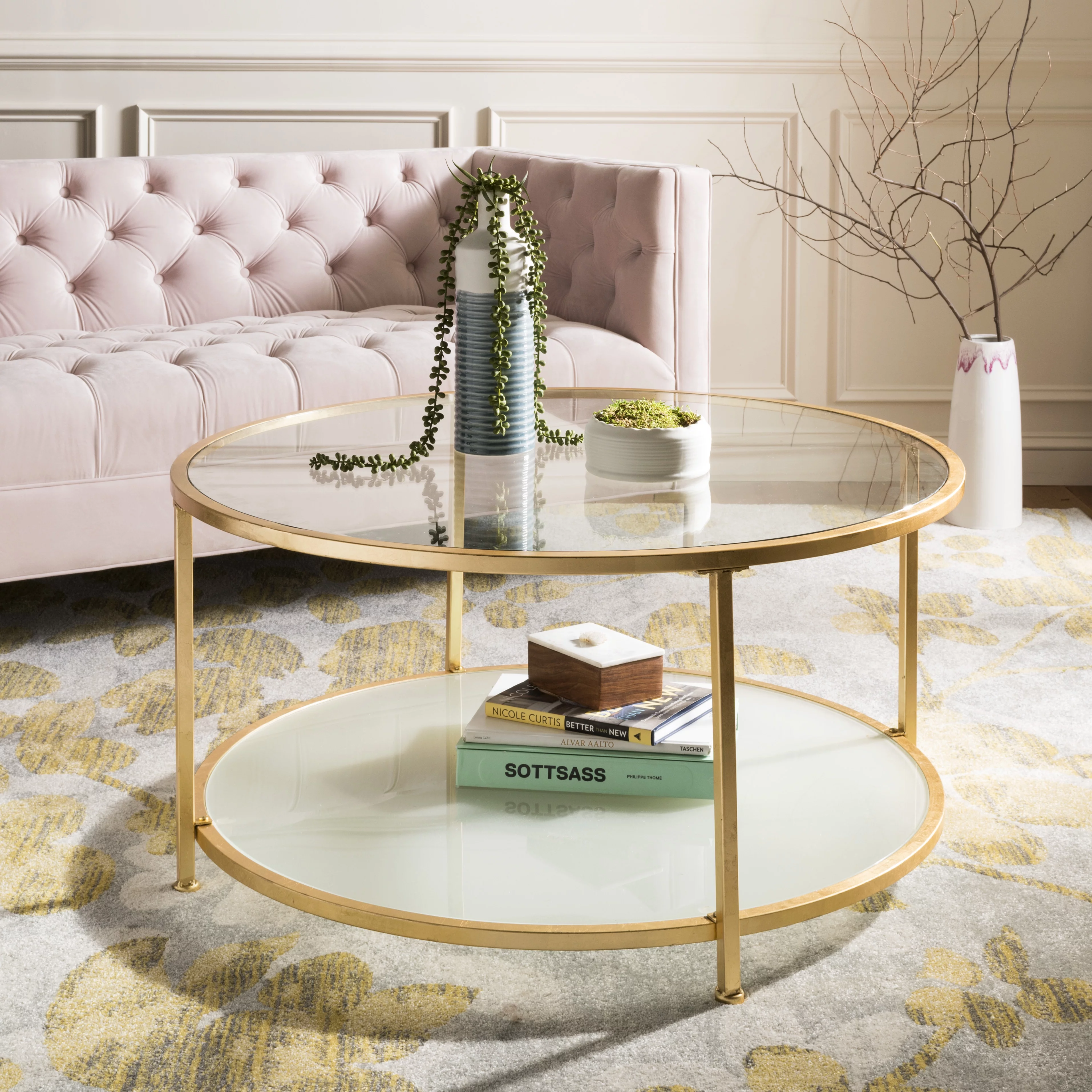 SAFAVIEH Ivy 2 Tier Modern Glam Round Coffee Table, Gold