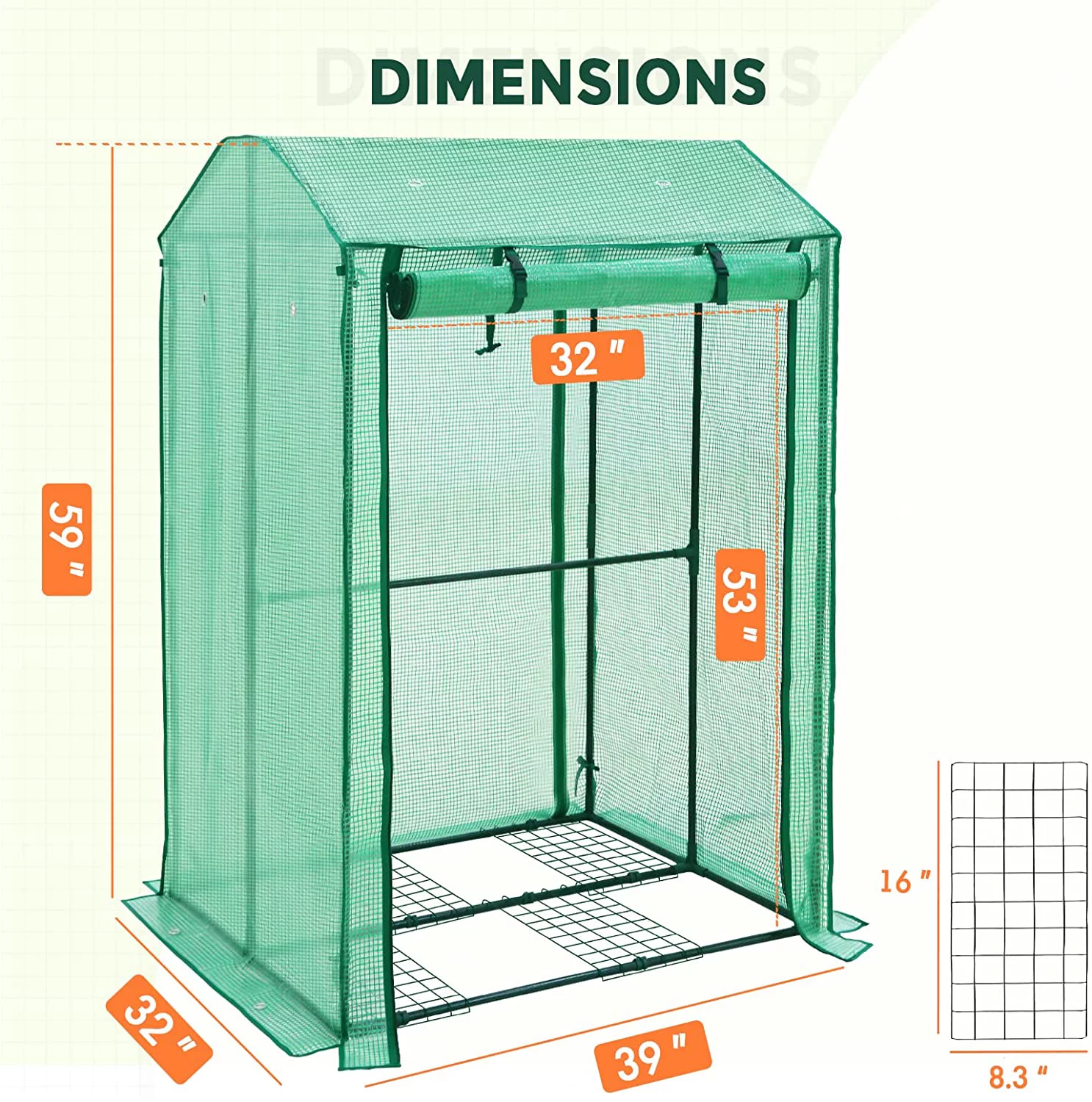 EAGLE PEAK Outdoor Greenhouse with Double Roll-up Zippered Doors, Vertical Cold Frame Grow House for Vegetables, Flowers, 39'' x 32'' x 59'', Green (Double Growbag)