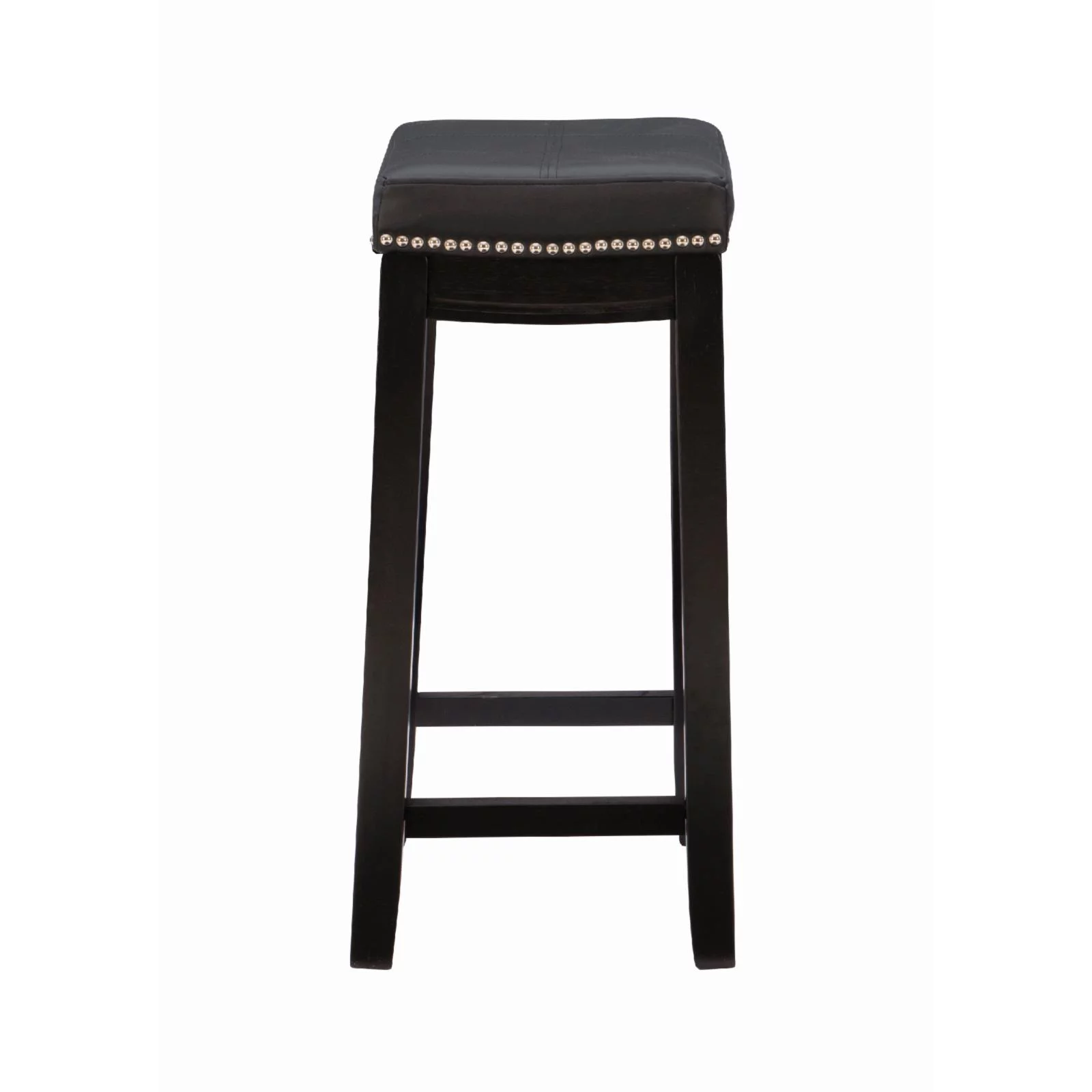 Linon Claridge 26 in. Backless Counter Stool - Black/Black Faux Leather - Set of 2