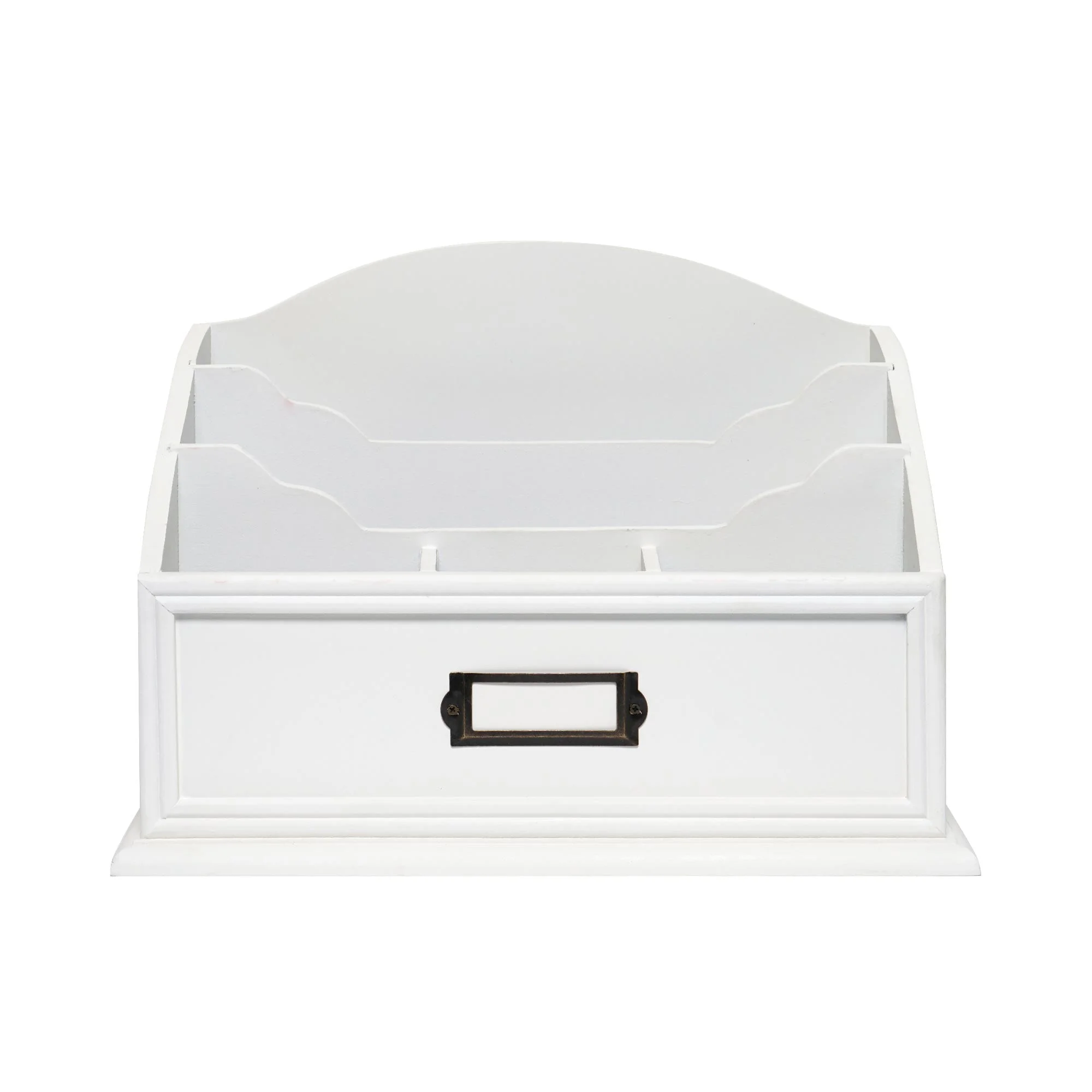 American Art Decor Scalloped-Edged 3 Tier Wood Desk Paper Organizer, White - 9.75