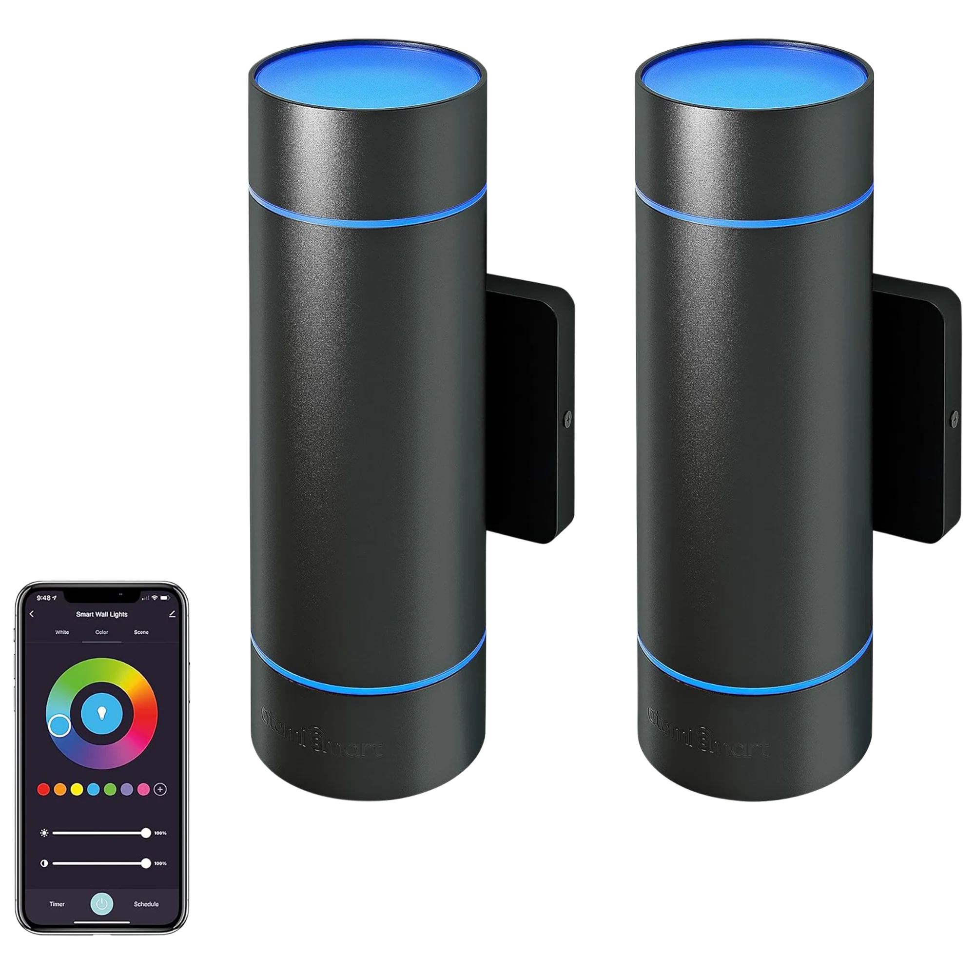 2-Pack: Atomi Smart Wifi Outdoor Wall Sconces