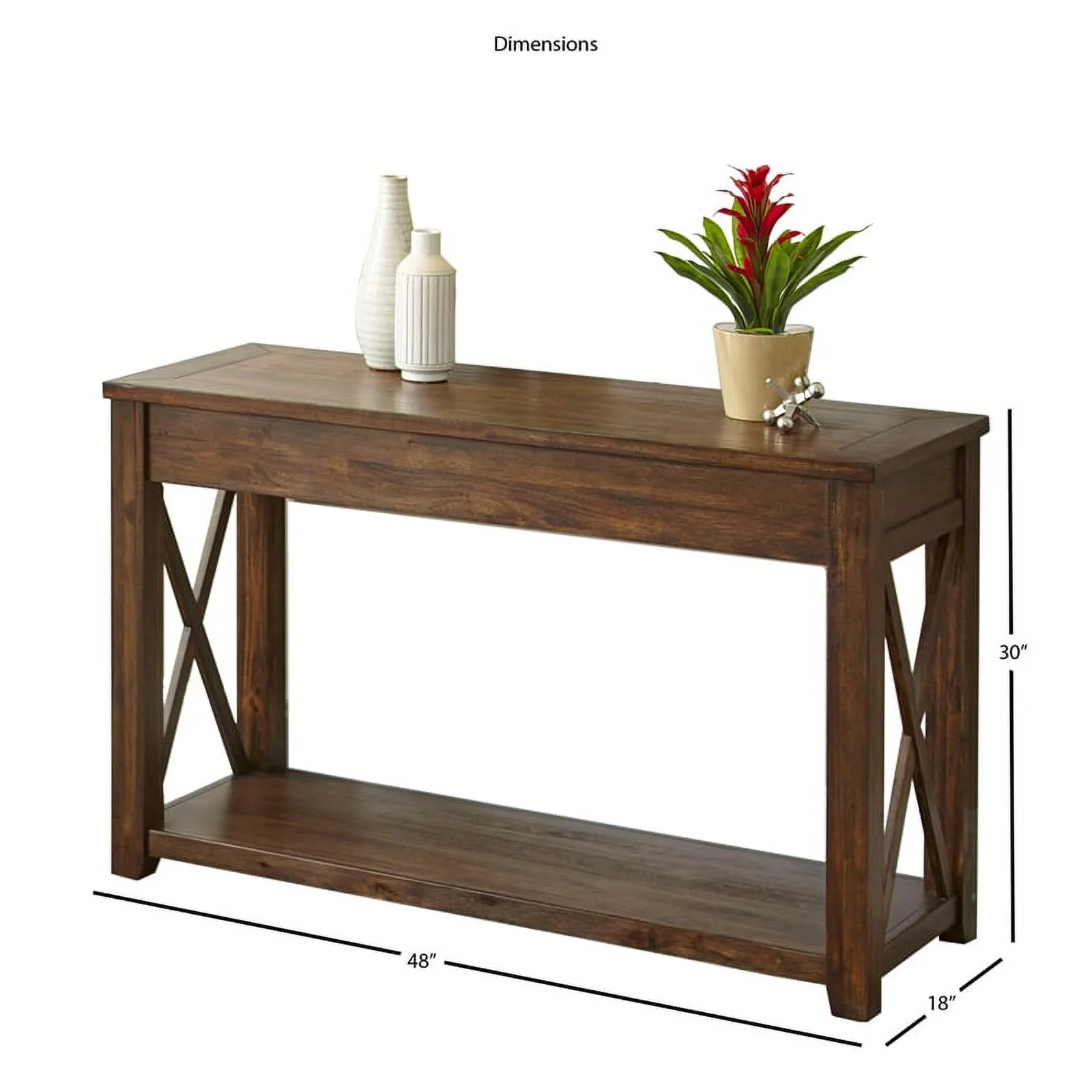 Pemberly Row Farmhouse Wood Console Table in Brown Oak
