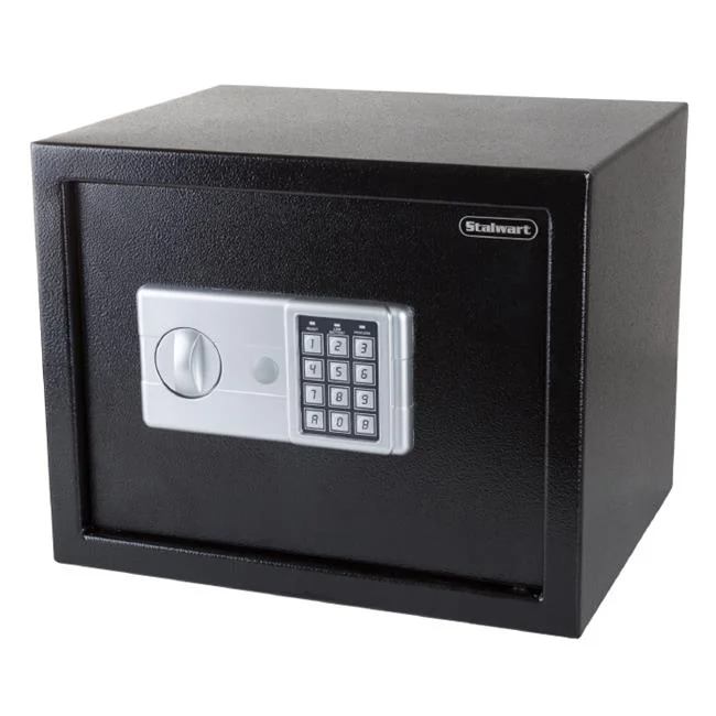 Stalwart Digital Safe - Compact Steel Money Security Box with Electronic Keypad and Large Strongbox for Valuables, Black
