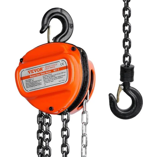 Vevor  1 Ton 2200 lbs Capacity 20 ft. Come Along, G80 Galvanized Carbon Steel with Double-Pawl Brake Hand Chain Hoist