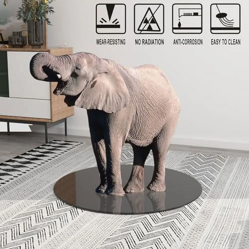 GVJMTKP 32" Black Round Tempered Glass Table Top 1/2" Thick Beveled Polished Edge