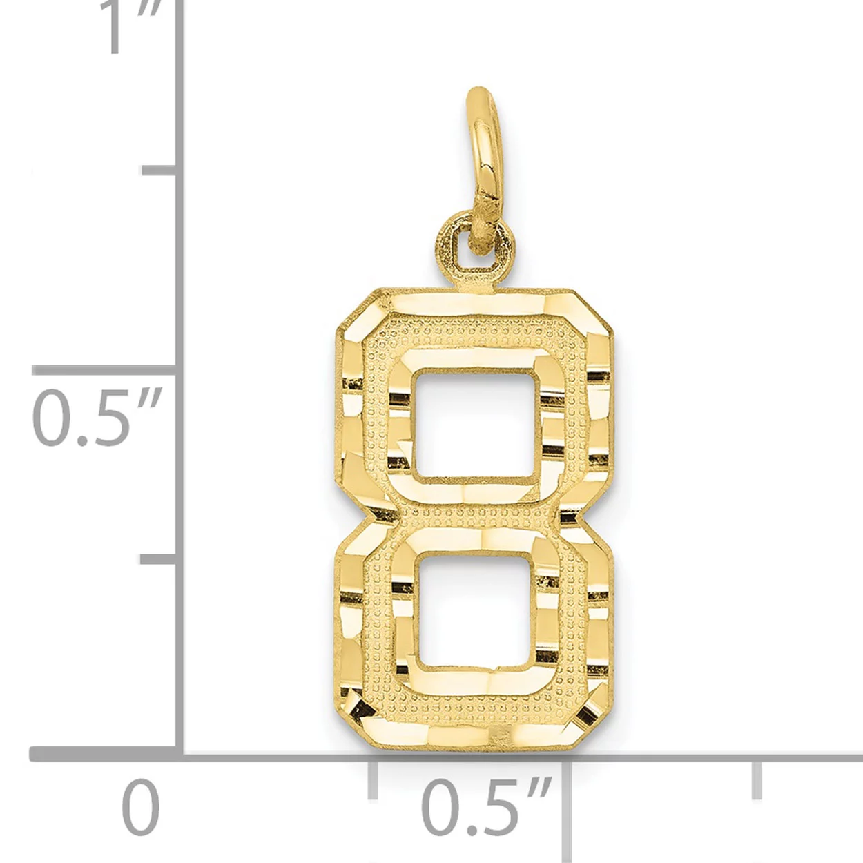 Carat in Karats 10K Yellow Gold Casted Medium Diamond-Cut Number 8 Pendant Charm (22mm x 9mm) With 14K Yellow Gold Lightweight Rope Chain Necklace 20''