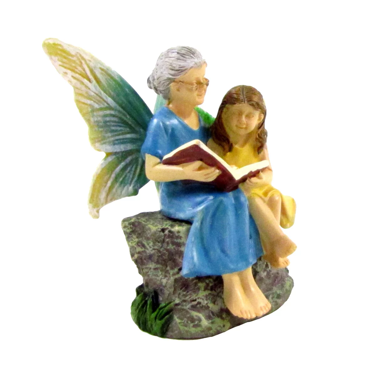 Mini Fairy Girl Grandma Reading Figurine Garden Accessory Miniature Outdoor Ornament