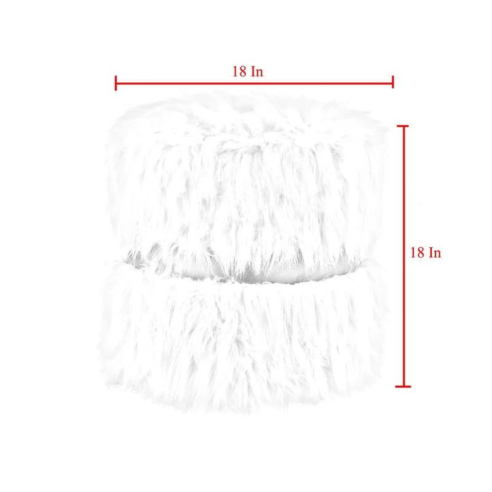 Nicole Miller NON136-04GR-UE Braydon Faux Fur Ottoman, Grey & Silver