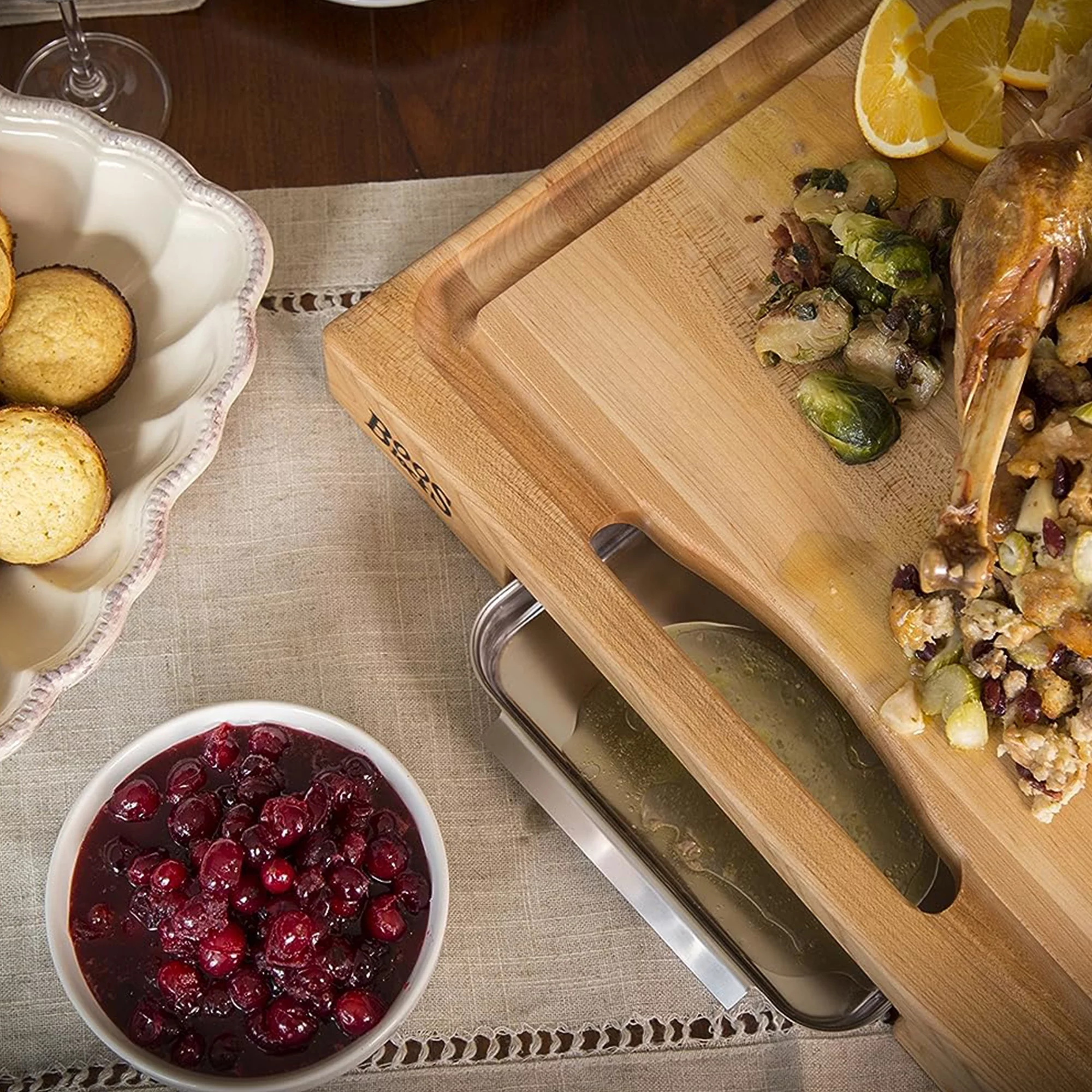 John Boos Newtown Prep Master Maple Cutting Board & Pan, 15