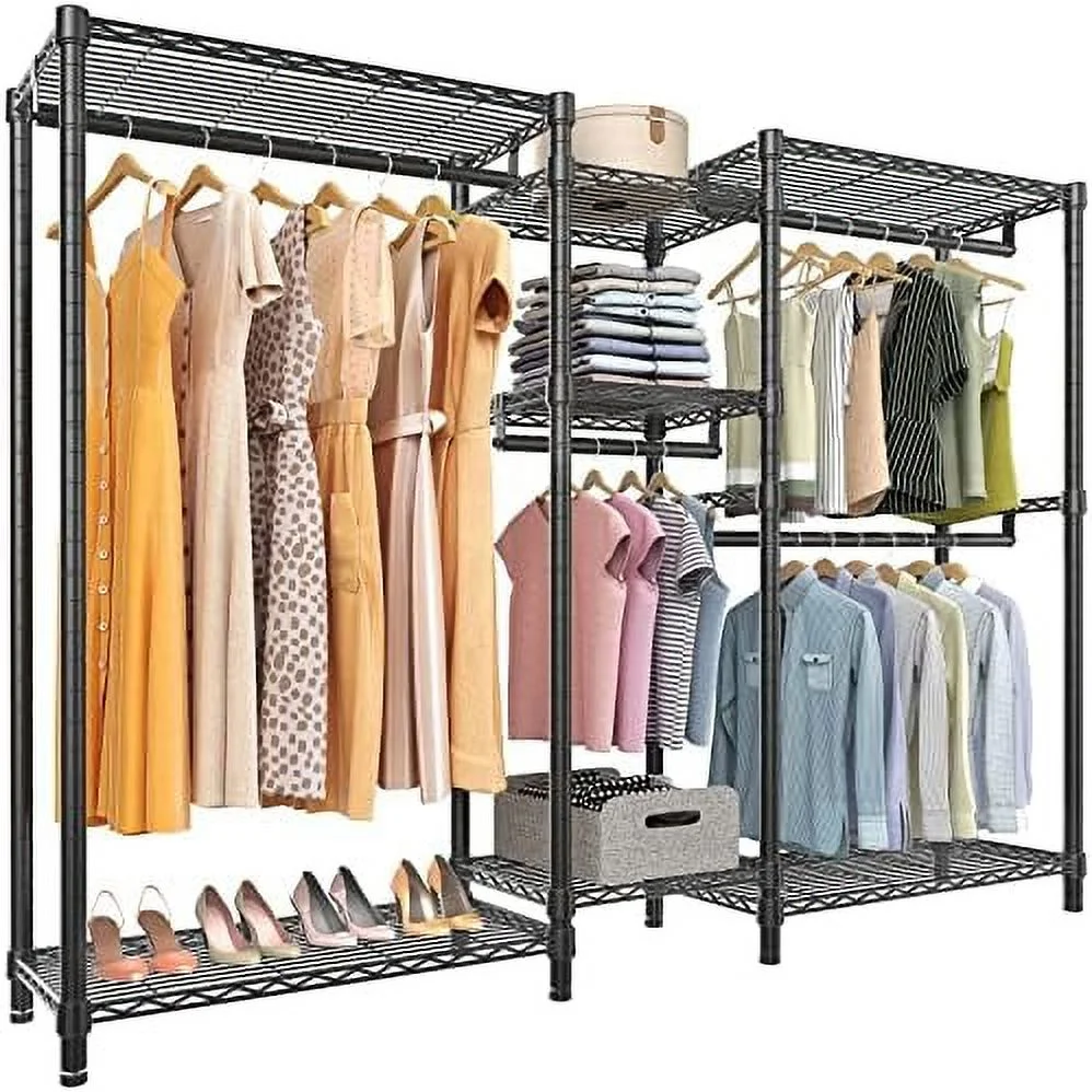 MQLIFEBOOM V6 Wire Garment Rack 5 Tiers Heavy Duty  for Hanging Clothes  Wardrobe Rack Compact Large Metal Clothing Rack Freestanding Closet  Rack  Max Load 780LBS  White