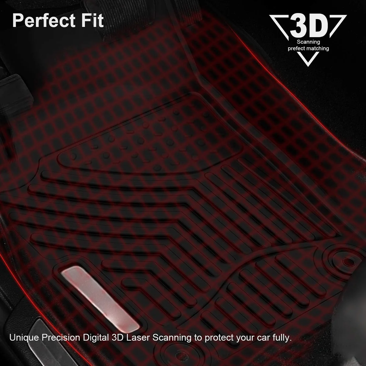 Ledkingdomus TPE Rubber Front & Rear for 2016-2021 Durango/Grand Cherokee /2022 Jeep Grand Cherokee Floor Mats Set, All-Weather Protection
