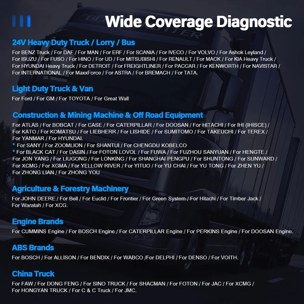 Ancel 24V 12V Diesel Heavy Duty Truck Scanner Diagnostic Tool Full System ECU Reset All System DPF Regen