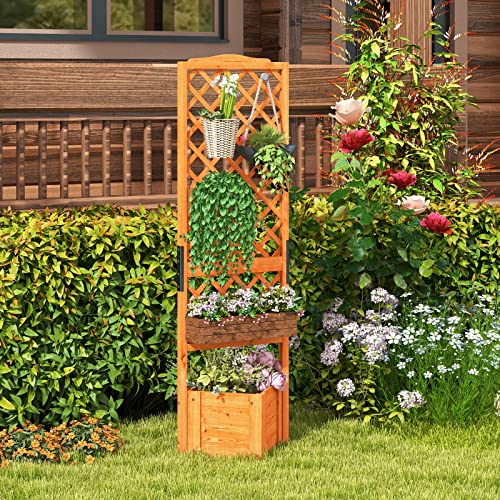 Safstar Set of 2 Raised Garden Bed with Trellis, 71