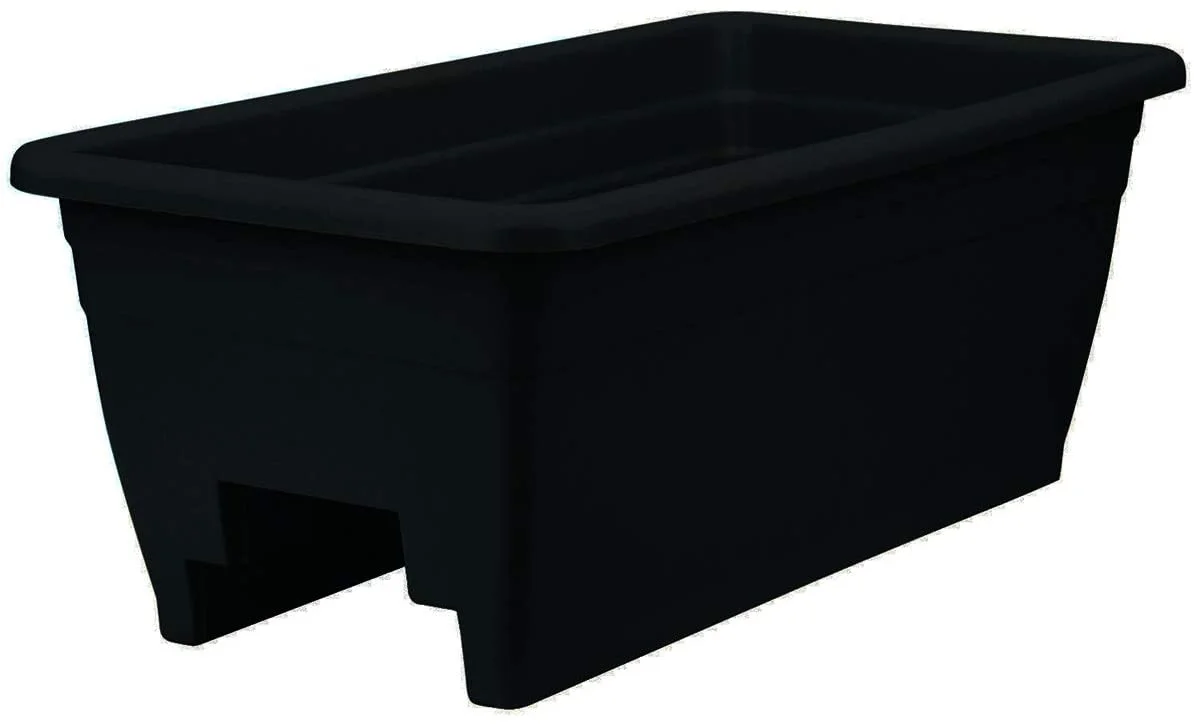 HC Companies 9 in. H X 12 in. W X 24 in. D Plastic Deck Rail Planter Black