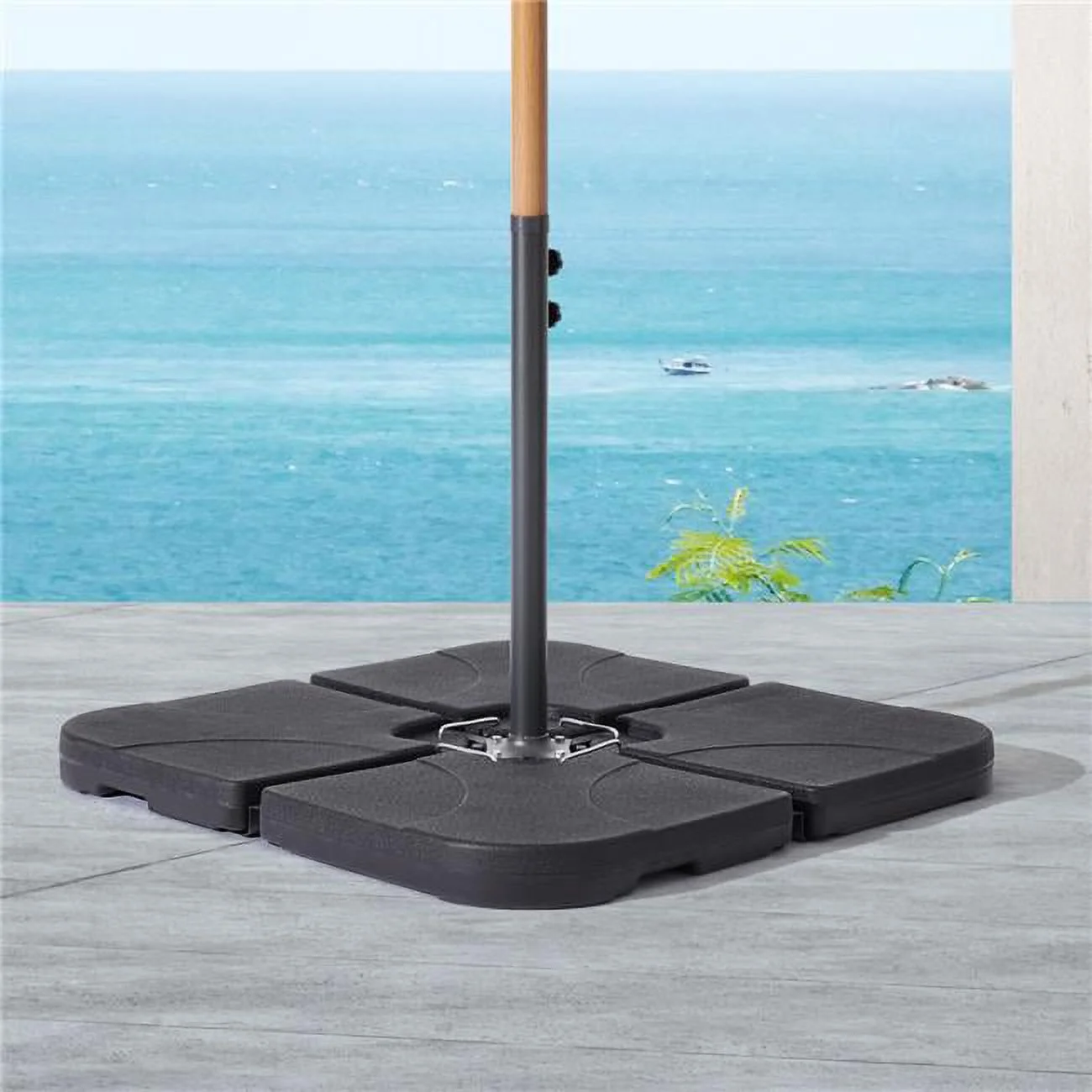 4-Piece 180 lbs. Patio Umbrella Base Water/Sand Filled Suitable for Cantilever Umbrella with Cross Base in Black