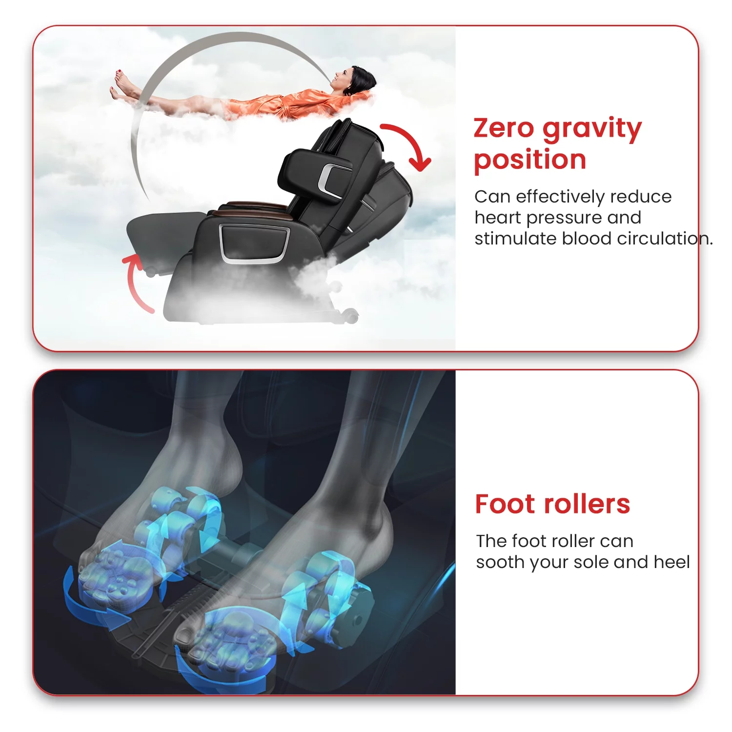 BestMassage Zero Gravity Full Body Electric Shiatsu Massage Chair with Wireless Bluetooth Speaker,Broncos