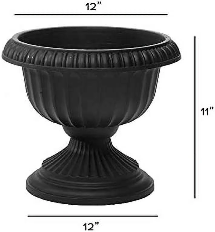 Grecian Urn Planter, Black, 12-Inch