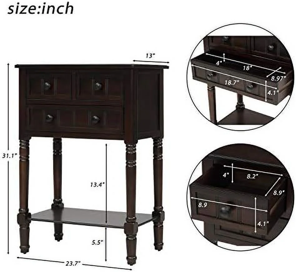 CGFHYP Narrow Console Table Slim Sofa Table with Three Drawers and Bottom   with Drawers for Entryway Hallway Living Room