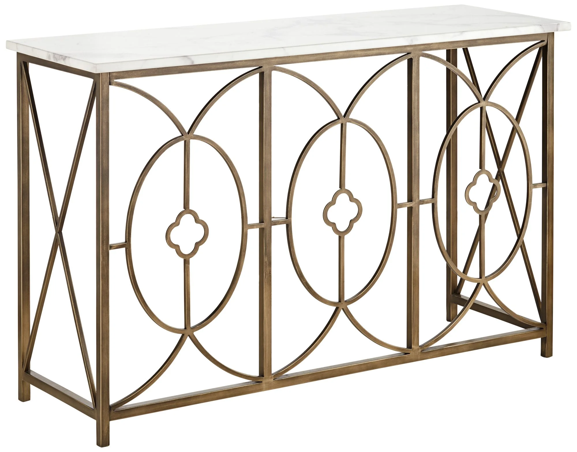 55 Downing Street Ari Farmhouse Rustic Metal Rectangular Console Table 47 1/4