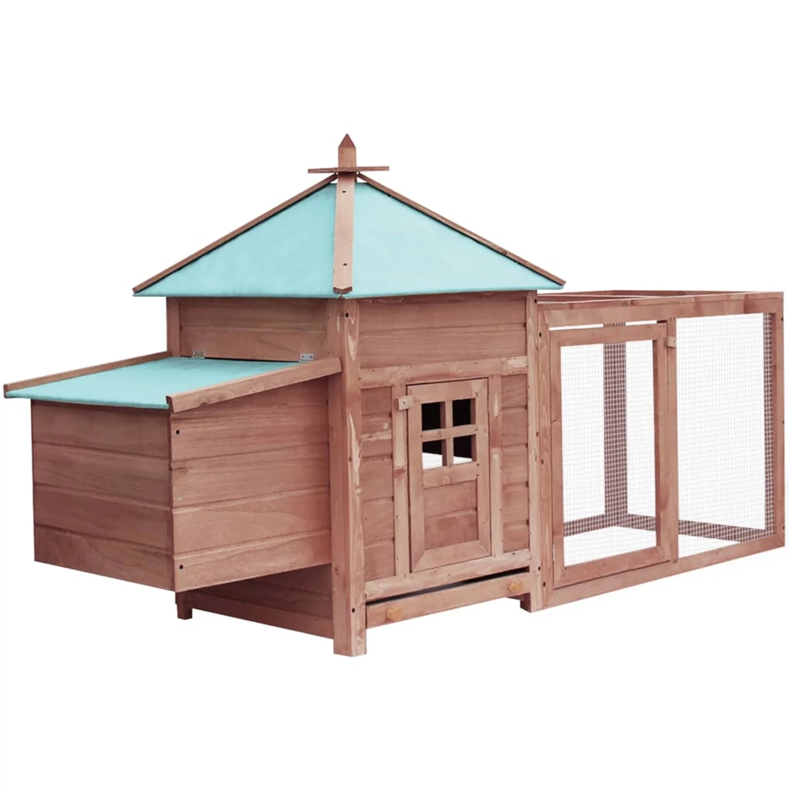 Anself Wooden Chicken Coop Cage with Pull Out Tray and Nest Box Hen Hutch Poultry House Pet Animal Home for Garden, Backyard, Lawn 74.8 x 28.3 x 40.2 Inches (L x W x H)