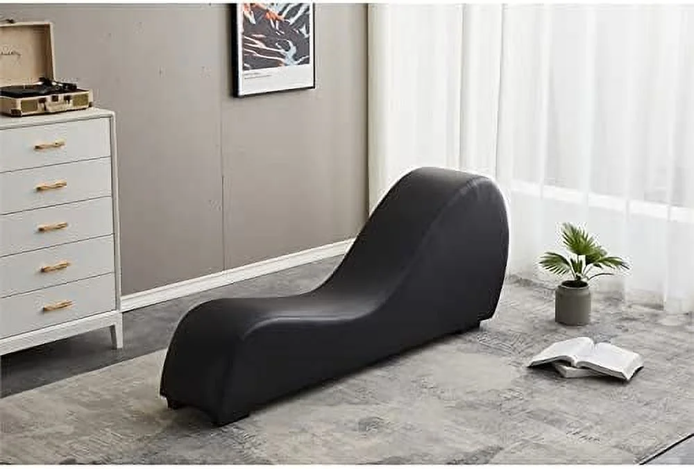 Kolar Faux Leather Yoga Chaise Lounge Chair, Relaxation, Streching, In Brown