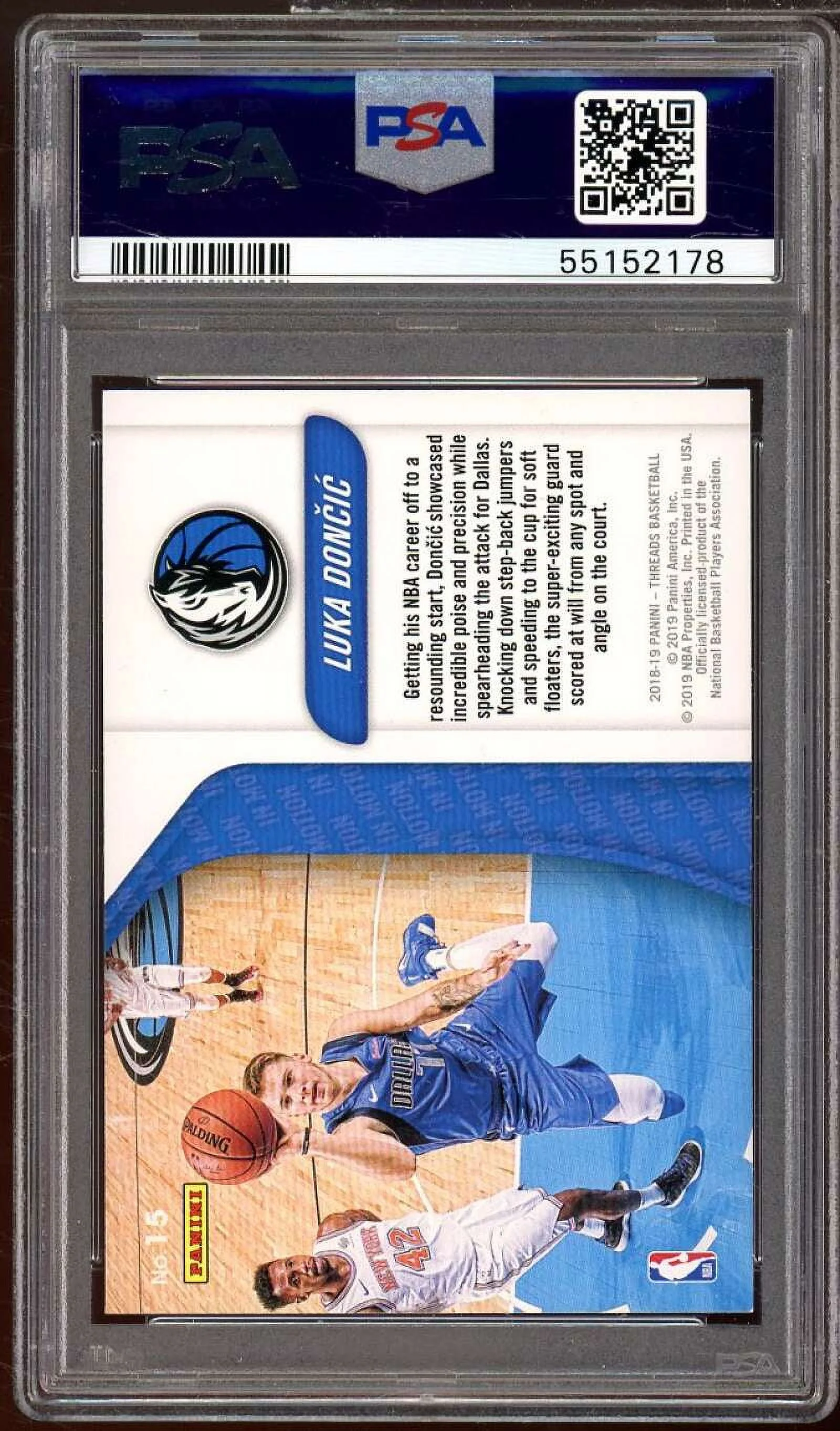 Luka Doncic Rookie Card 2018-19 Panini Threads In Motion #15 PSA 9