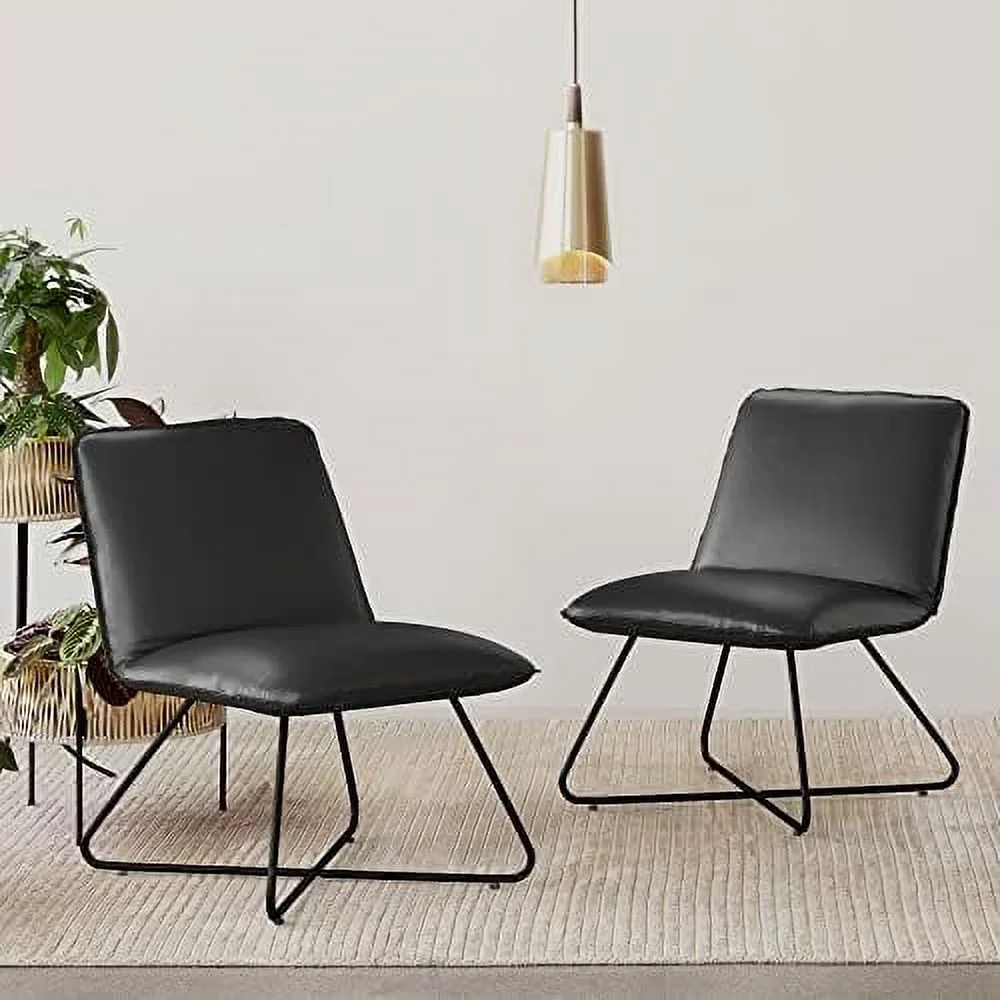 CGFHYP Accent Chair   5 Positions Recline Chair  Distressed Brown Armless Accent Chairs  17\u2033High  Comfy Mid Century Modern Chair with Adjustable Backrest for Bedroom  Living Room  Of