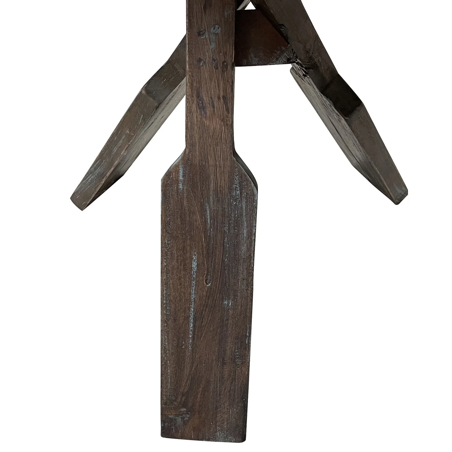 HomeStock Round Boat Oar Accent Table , Distressed Brown/Blue Solid Wood , Fully Assembled Retro Relaxation Stand