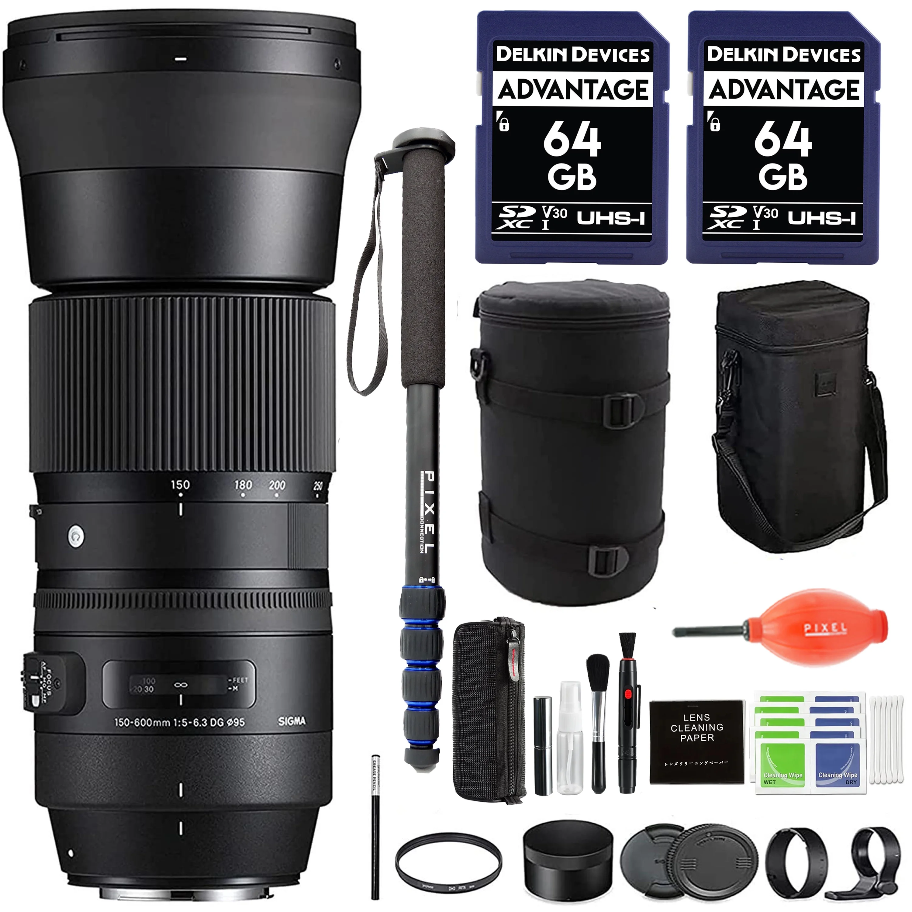 Sigma 150-600mm 5-6.3 Contemporary DG OS HSM Lens for Nikon DSLR Cameras + Complete Accessory and Travel Bundle