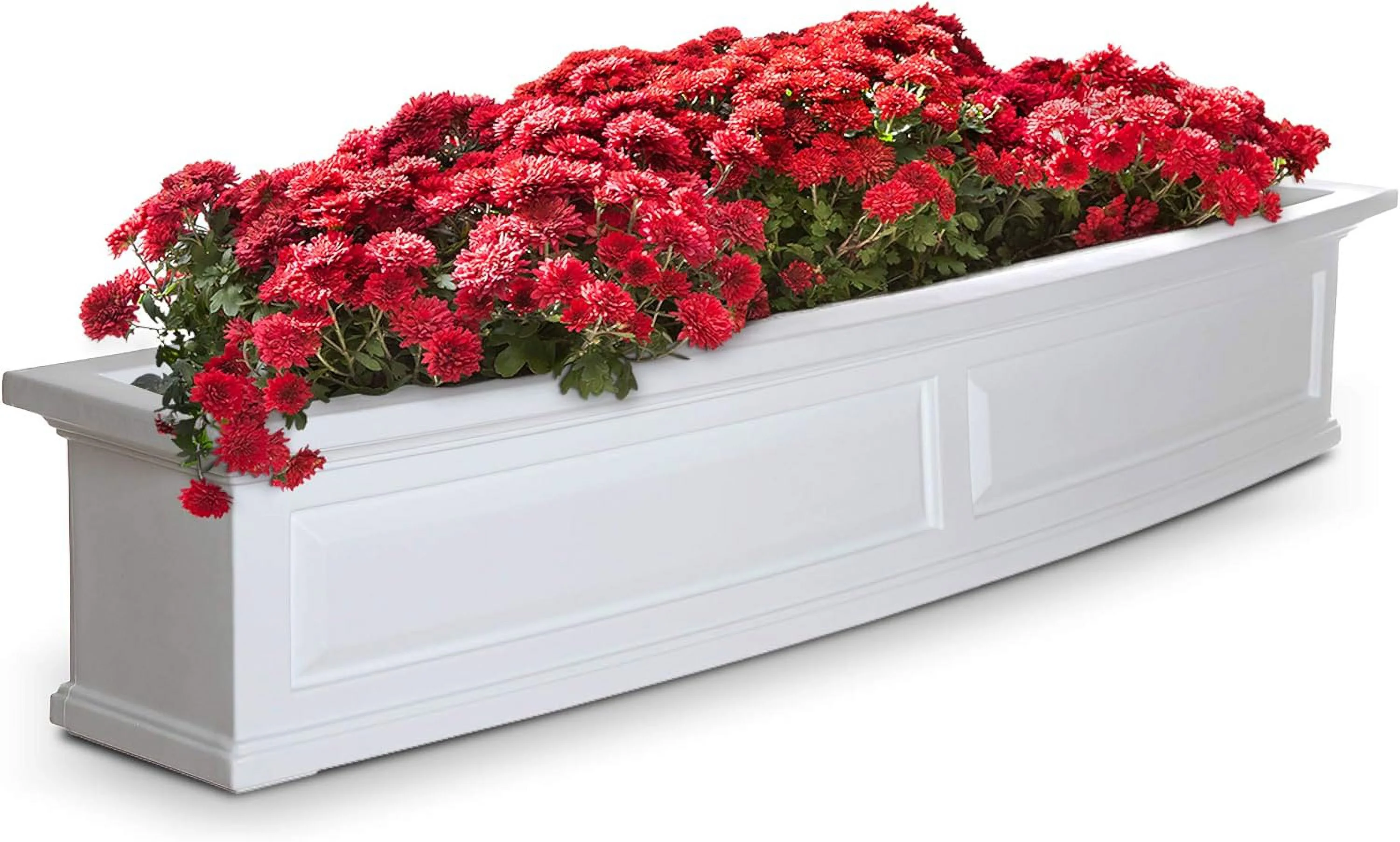 Nantucket 5Ft Window Box - White - 60In L X 11.5In W X 10In H - With 6.5 Gallon Built-In Water Reservoir (4832-W)
