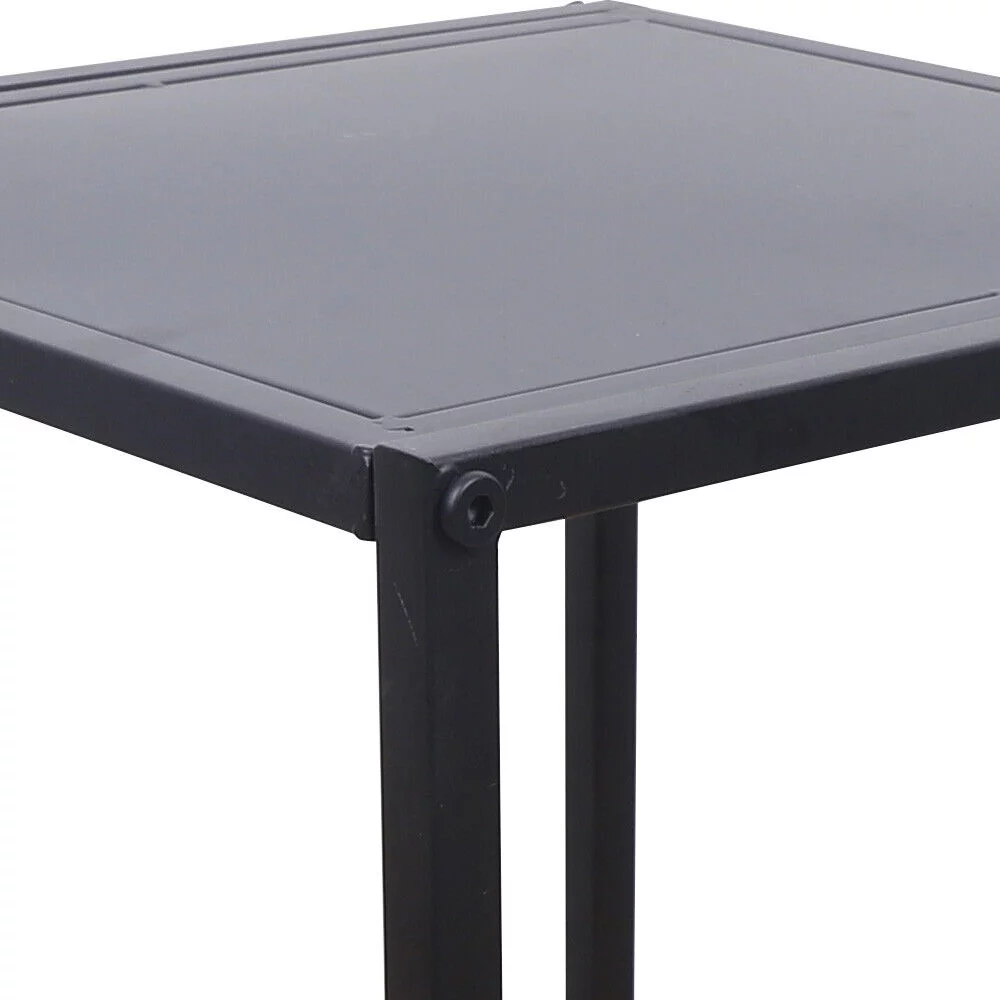 2PC Modern Metal Square Tray Coffee Table End Table Side Table Matte Black Plate