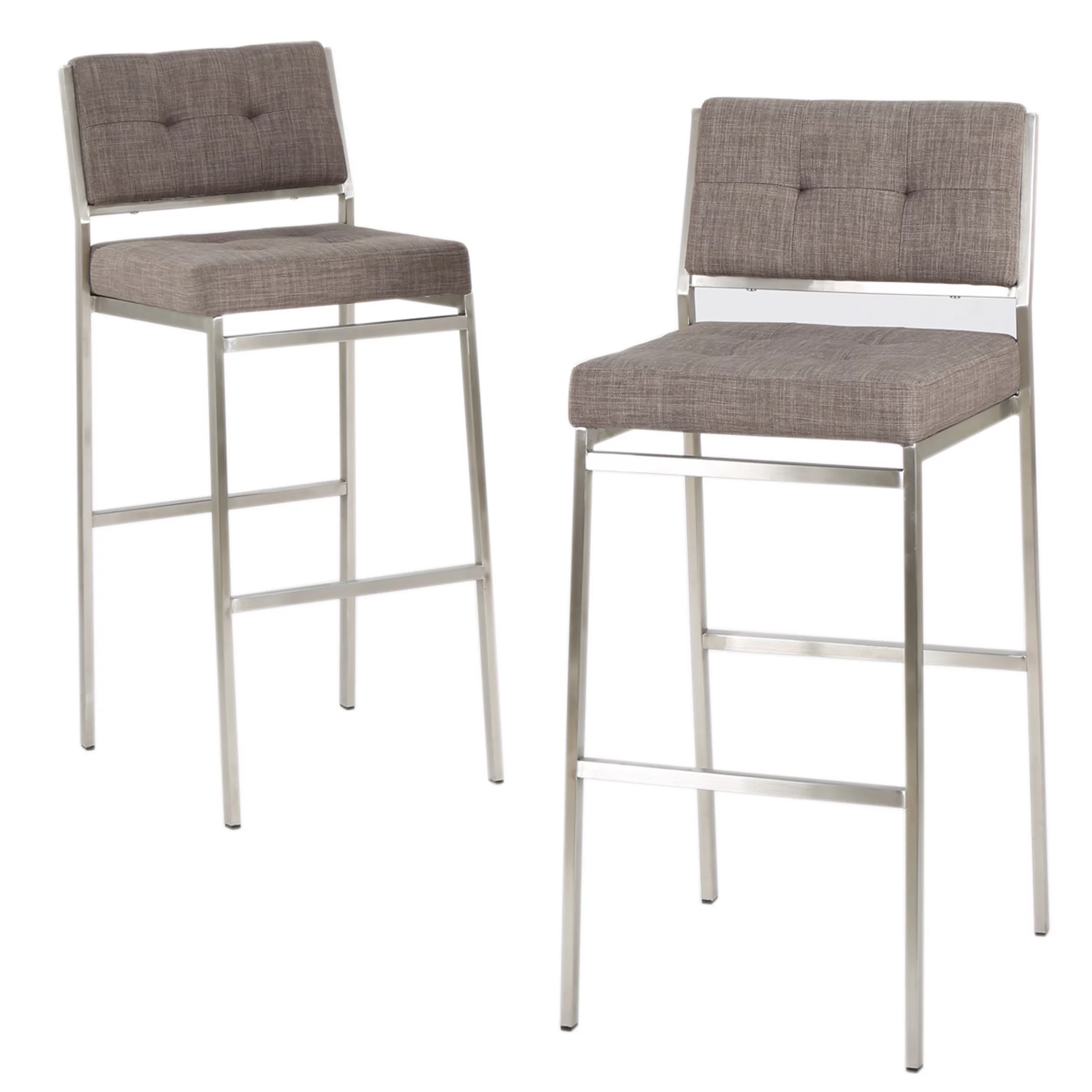 Noble House Doski Light Grey Fabric Barstools (Set of 2)